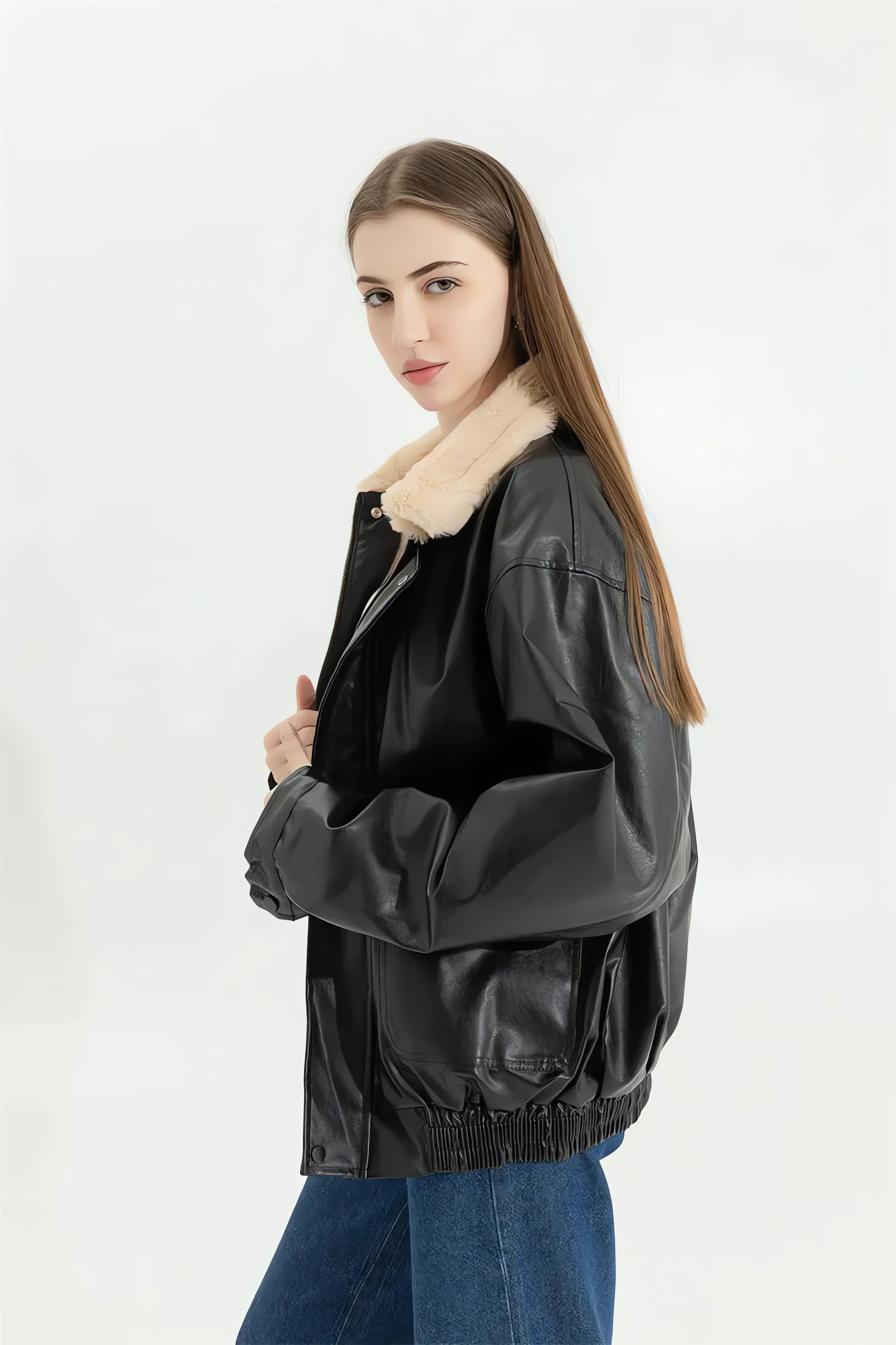 Double-Faced Faux Leather & Fur Jacket - KAYSMAR