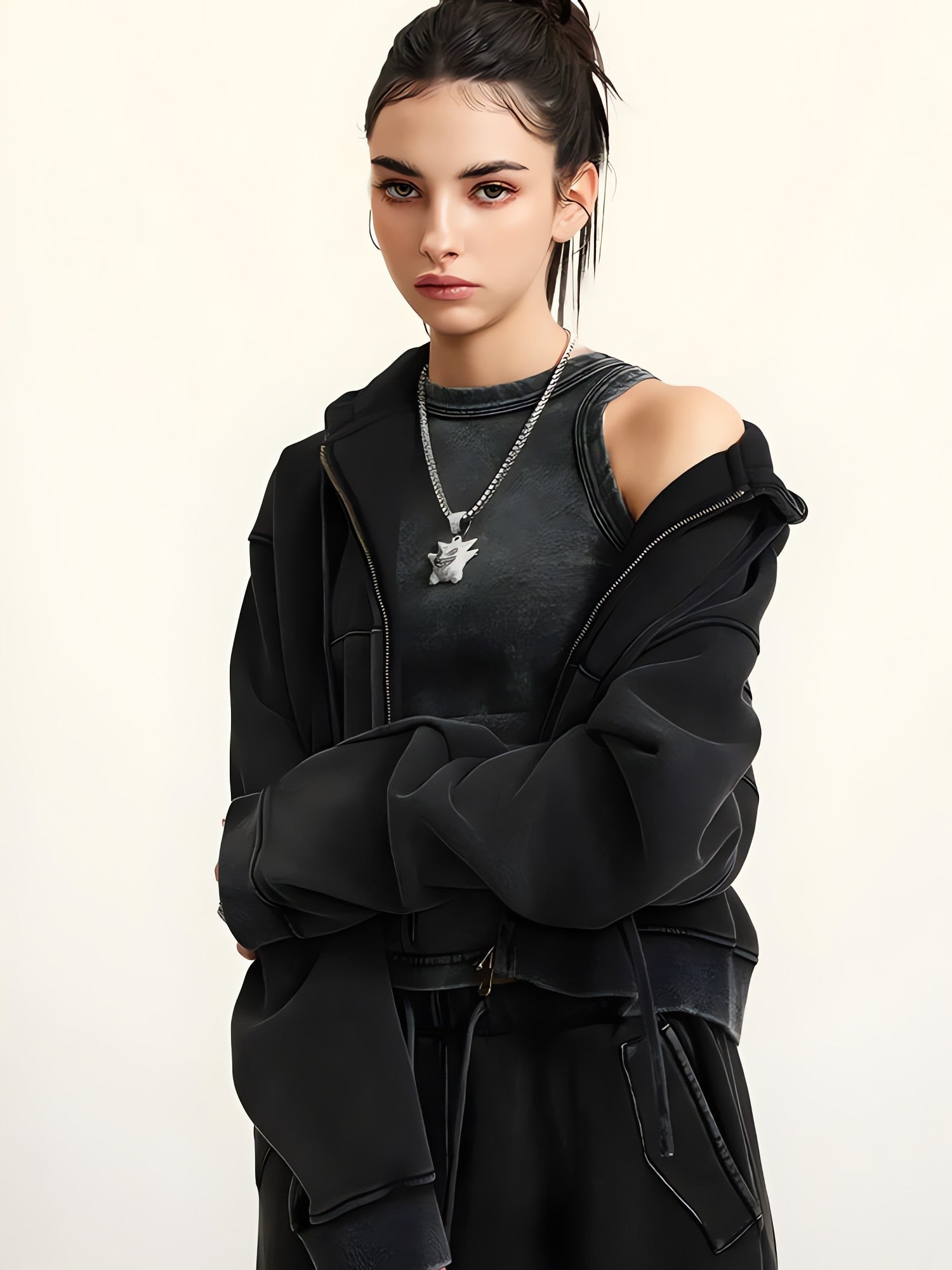 Double Zip-Up Cropped Hoodie - KAYSMAR