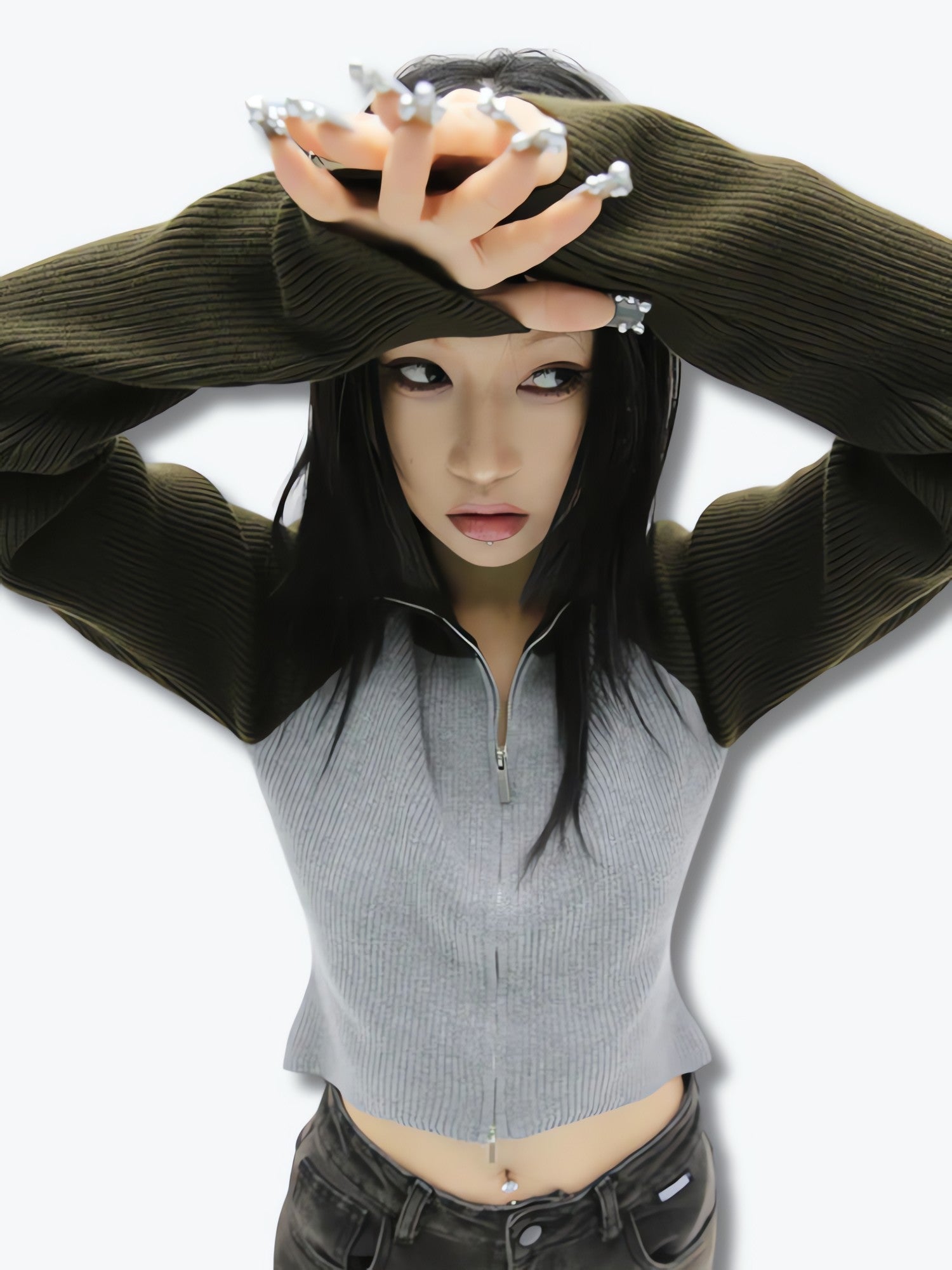 Double Zip-Up Ribbed Cardigan - KAYSMAR