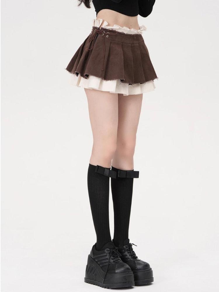 Drawstring Pleated Mini Skirt - KAYSMAR