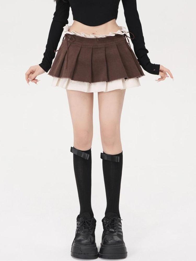 Drawstring Pleated Mini Skirt - KAYSMAR