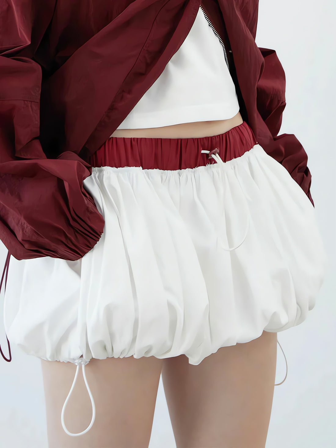 Drawstring Bubble Mini Skirt - KAYSMAR