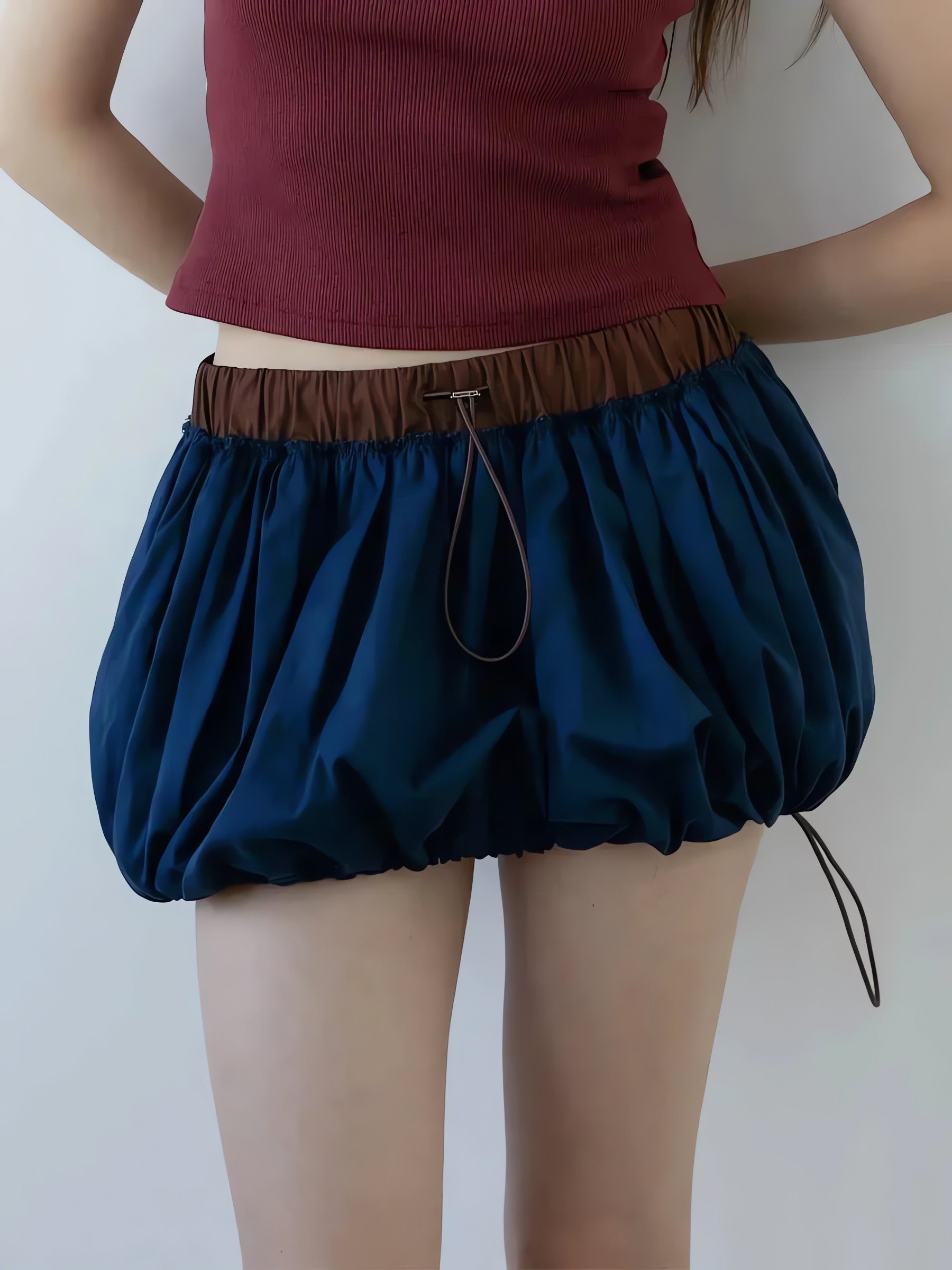 Drawstring Bubble Mini Skirt - KAYSMAR