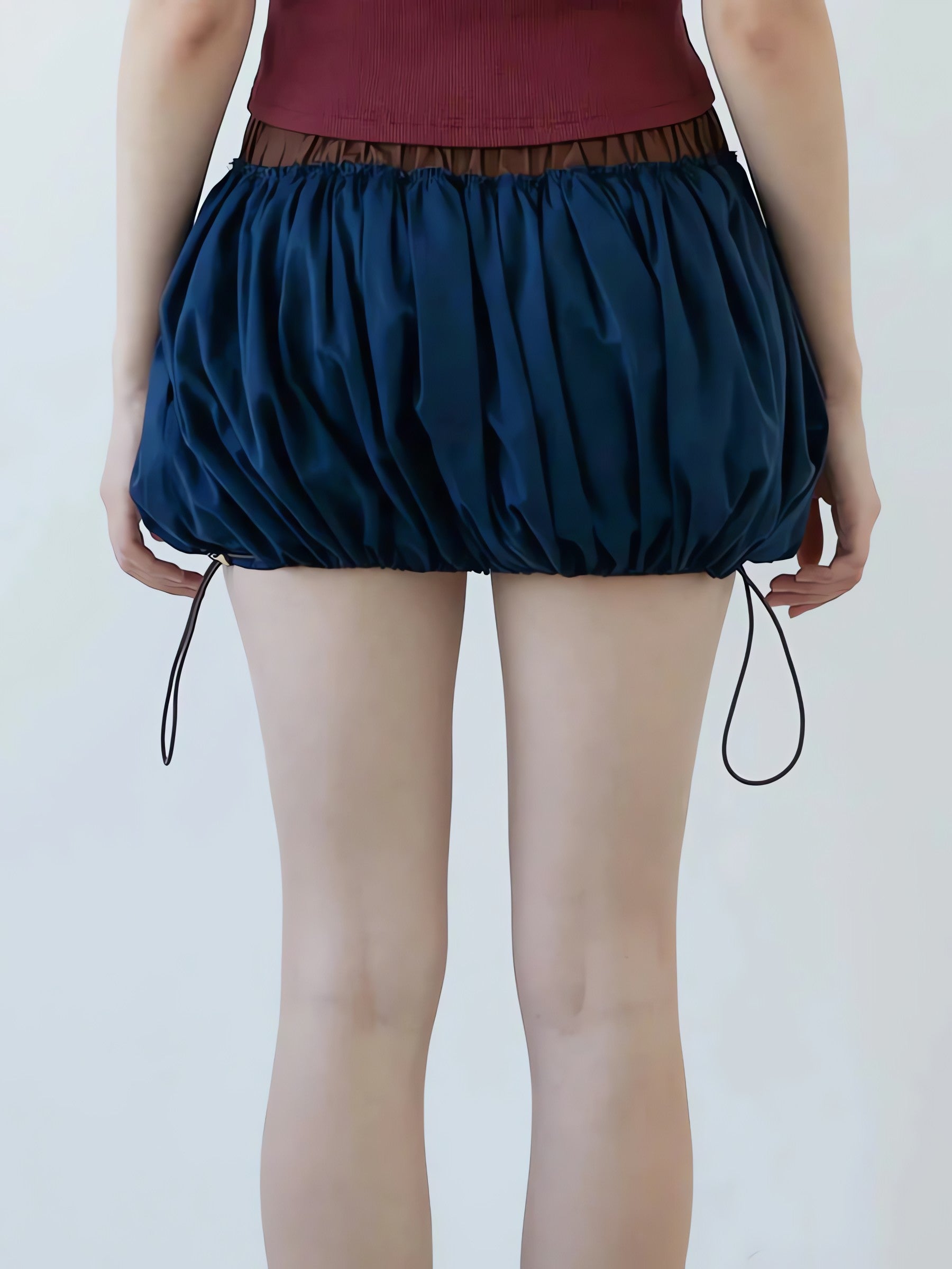 Drawstring Bubble Mini Skirt - KAYSMAR
