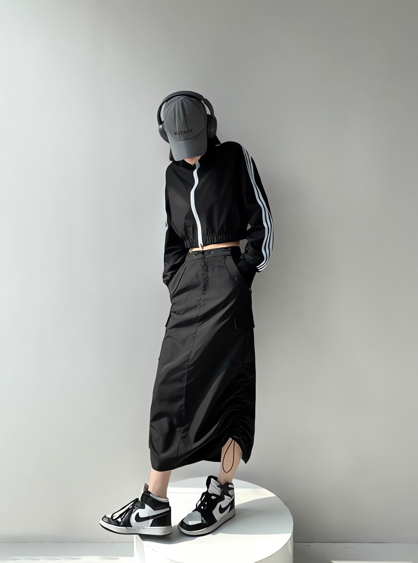 Drawstring Parachute Midi Skirt - KAYSMAR