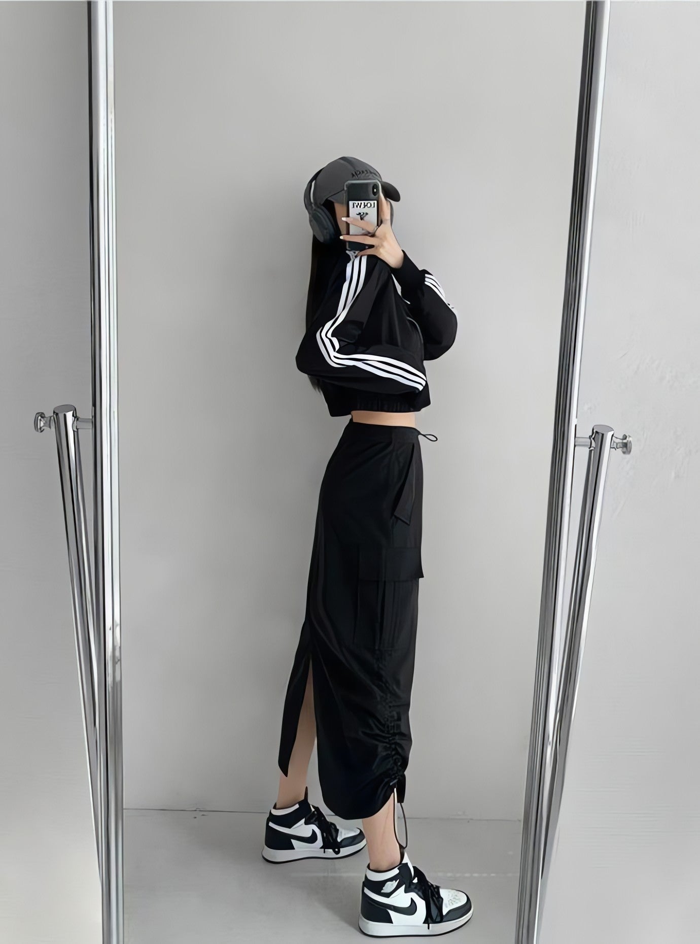 Drawstring Parachute Midi Skirt - KAYSMAR