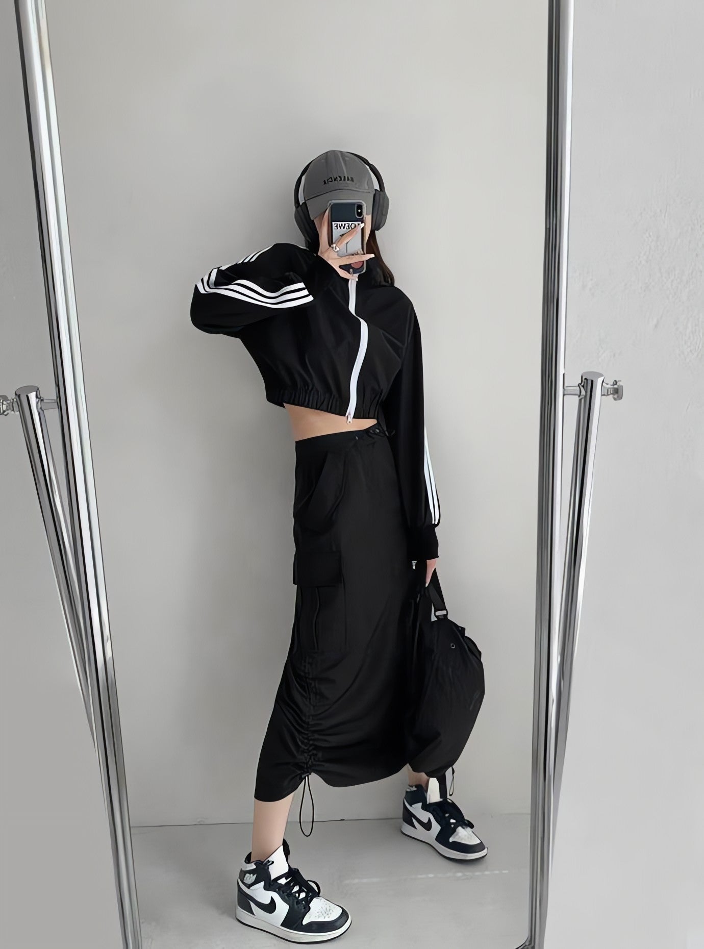 Drawstring Parachute Midi Skirt - KAYSMAR