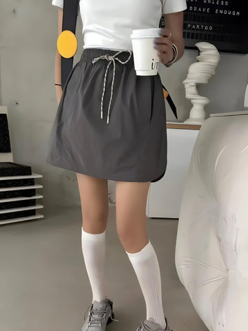 Drawstring Parachute Mini Skirt - KAYSMAR