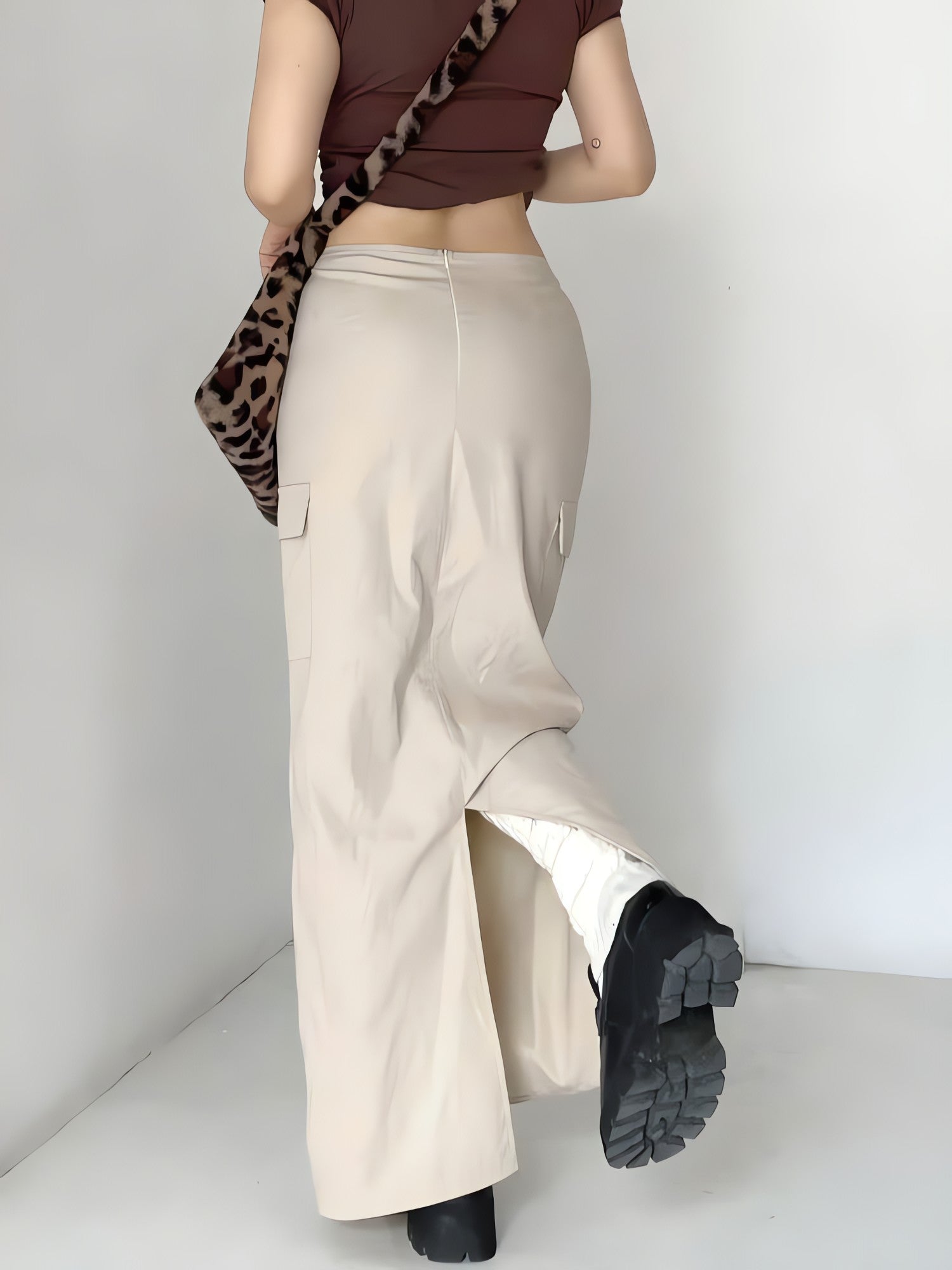 Drawstring Waist Parachute Maxi Skirt - KAYSMAR