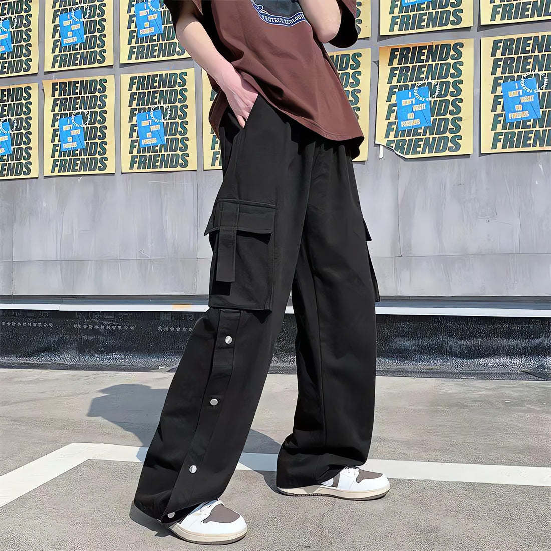 Elastic Waist Wide Leg Cargo Pants - KAYSMAR