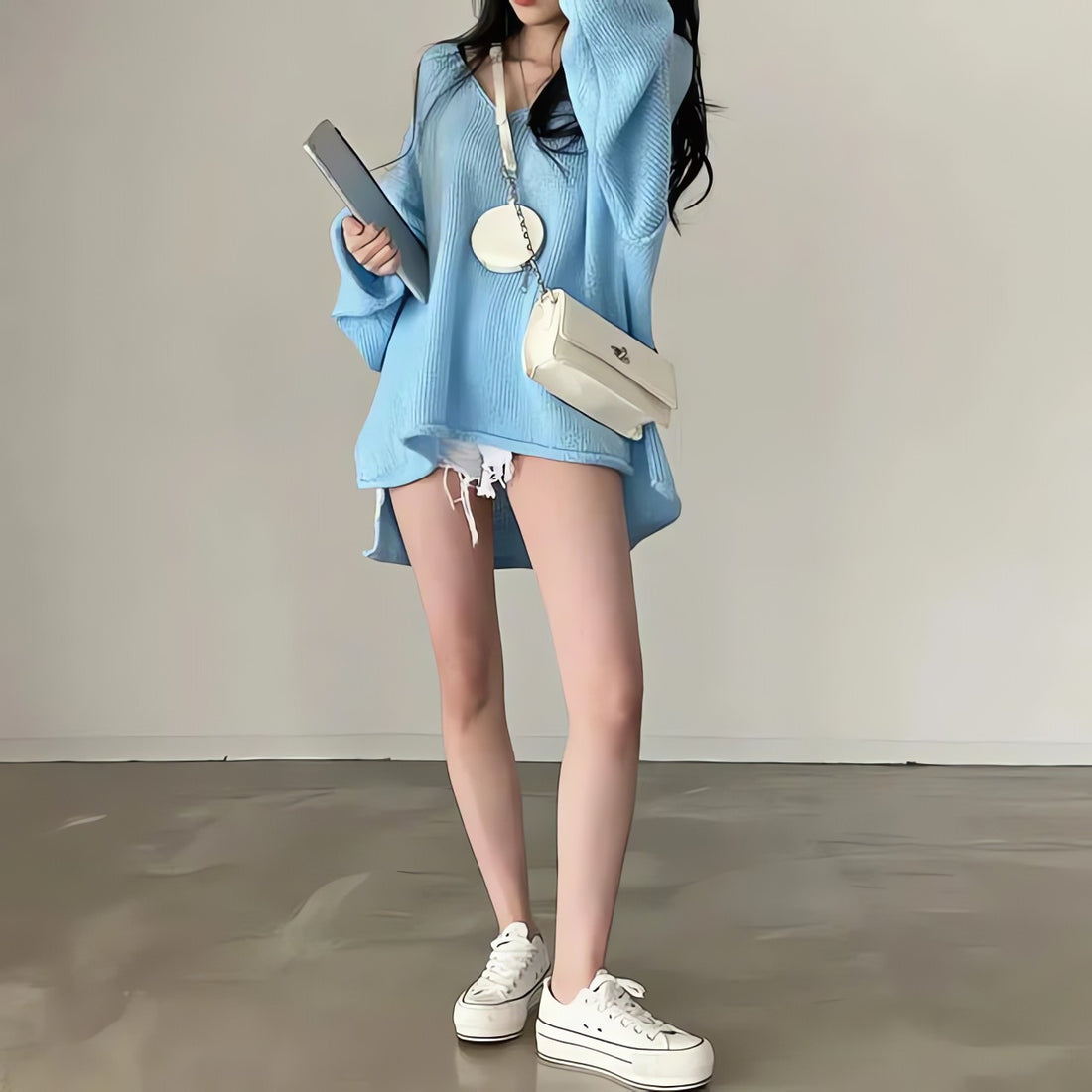 Extra Long Sleeve Loose Sweater - KAYSMAR