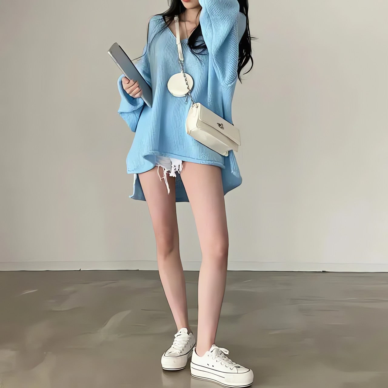 Extra Long Sleeve Loose Sweater - KAYSMAR