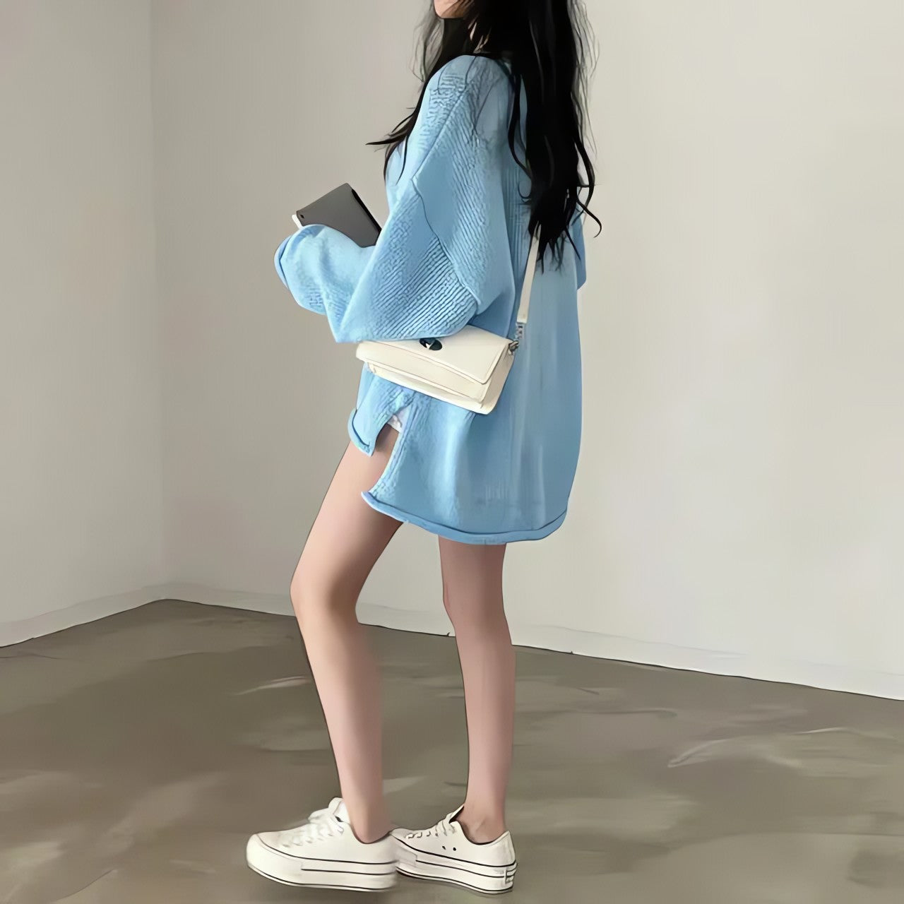 Extra Long Sleeve Loose Sweater - KAYSMAR