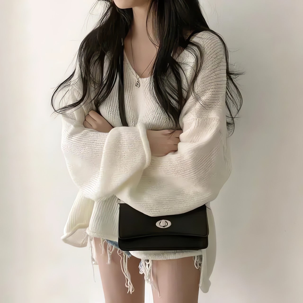 Extra Long Sleeve Loose Sweater - KAYSMAR