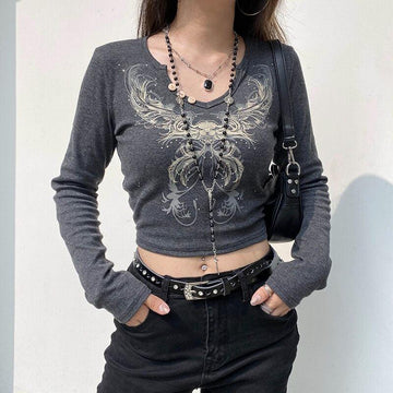 Fairy Grunge Butterfly Crop Top - KAYSMAR