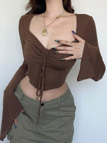 Fairy Grunge Flared Sleeve Crop Top - KAYSMAR