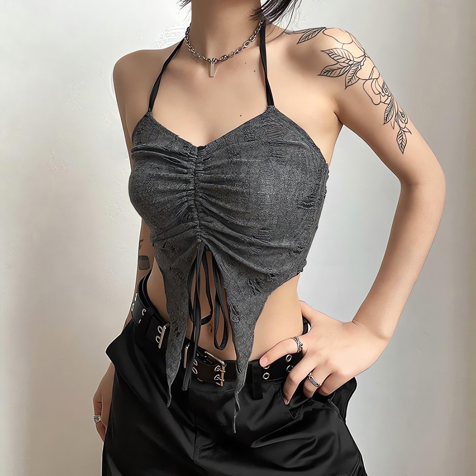 Fairy Grunge Detachable Sleeve Halter Top - KAYSMAR