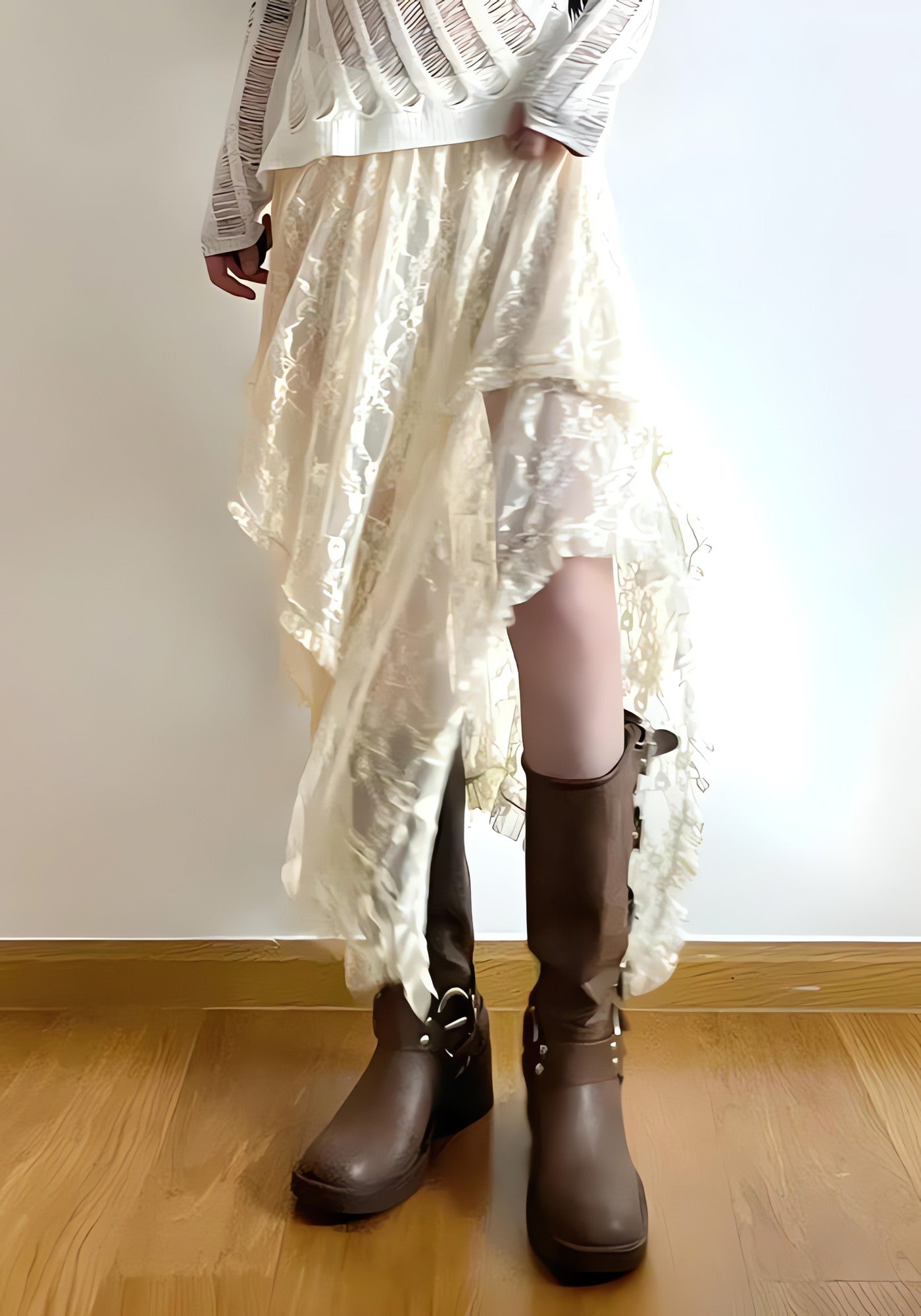 Fairy Grunge Lace Midi Skirt - KAYSMAR