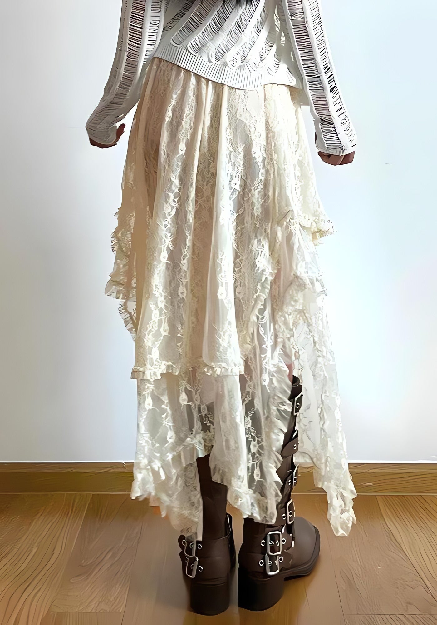 Fairy Grunge Lace Midi Skirt - KAYSMAR