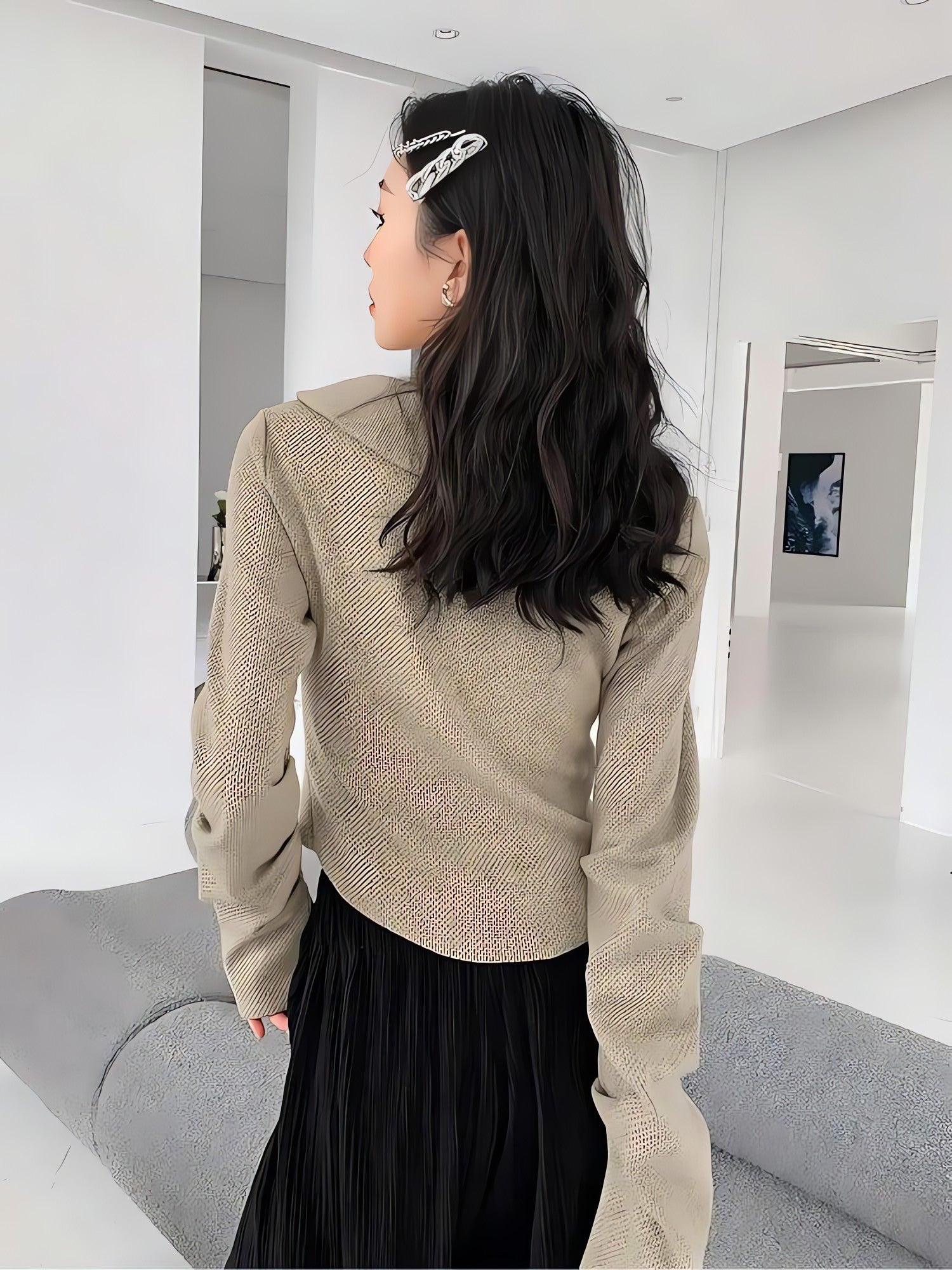 Fairy Grunge Lace Up Asymmetric Cardigan - KAYSMAR