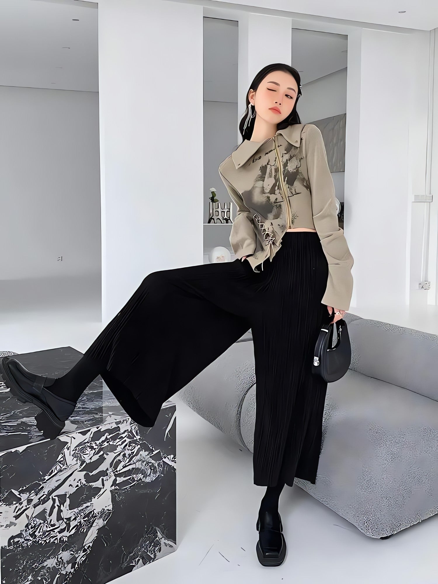 Fairy Grunge Lace Up Asymmetric Cardigan - KAYSMAR