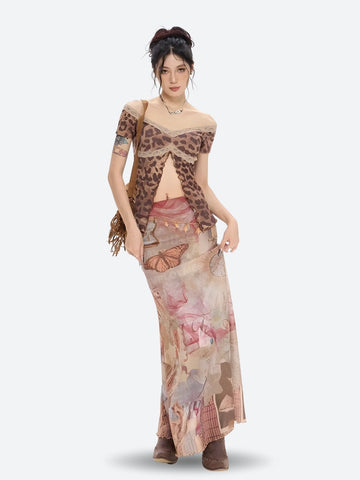 Fairycore Butterfly Mesh Maxi Skirt - KAYSMAR