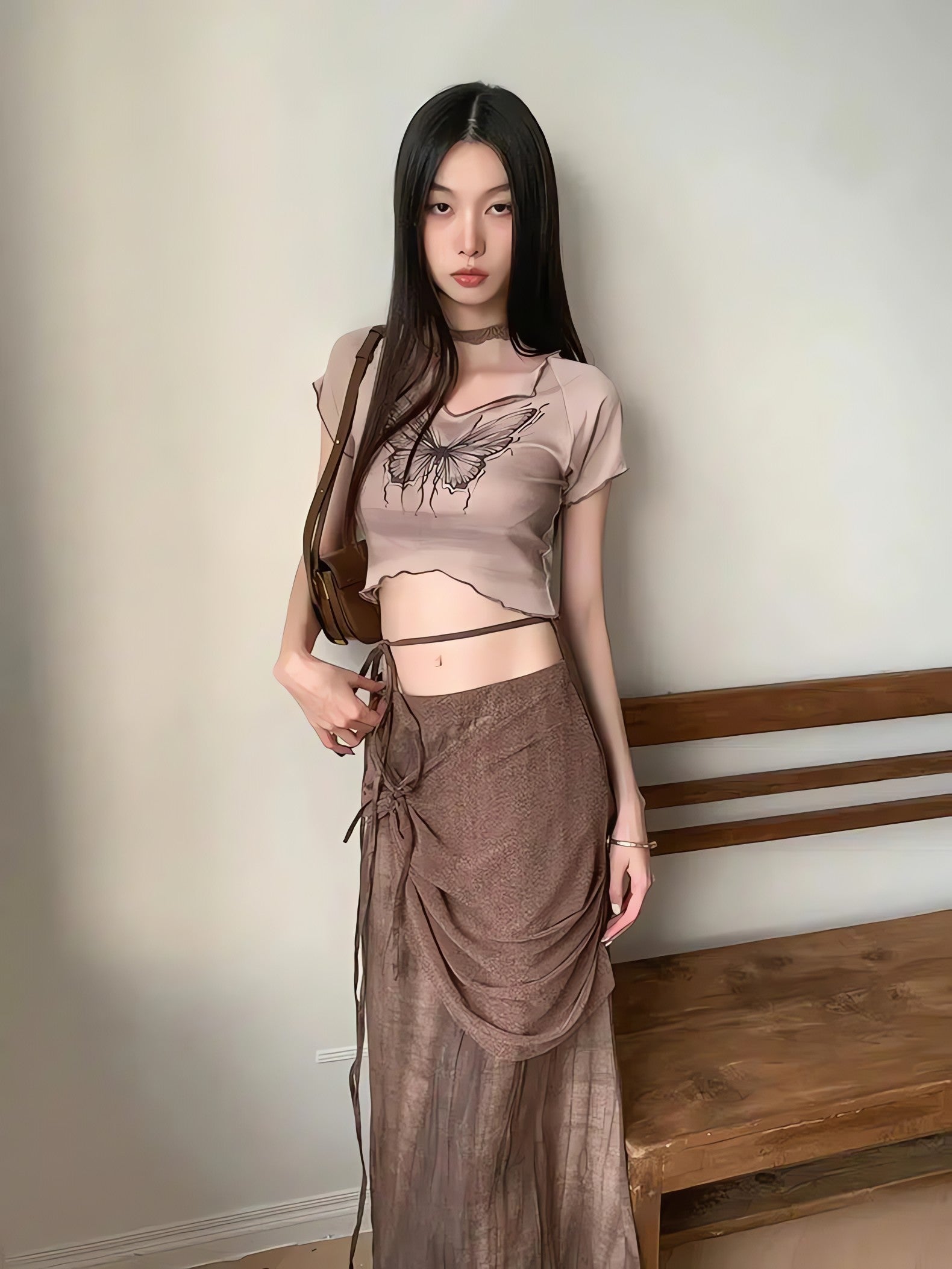 Fairycore Butterfly Crop Top & Maxi Skirt Two Piece Set - KAYSMAR