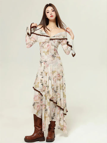 Fairycore Butterfly Off Shoulder Midi Dress - KAYSMAR