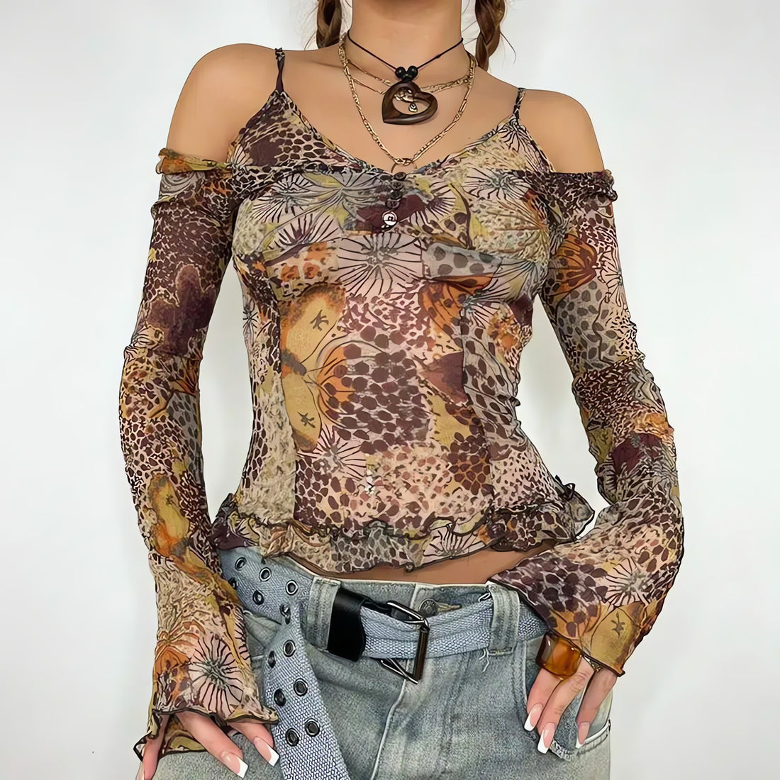 Fairycore Floral Mesh Top - KAYSMAR