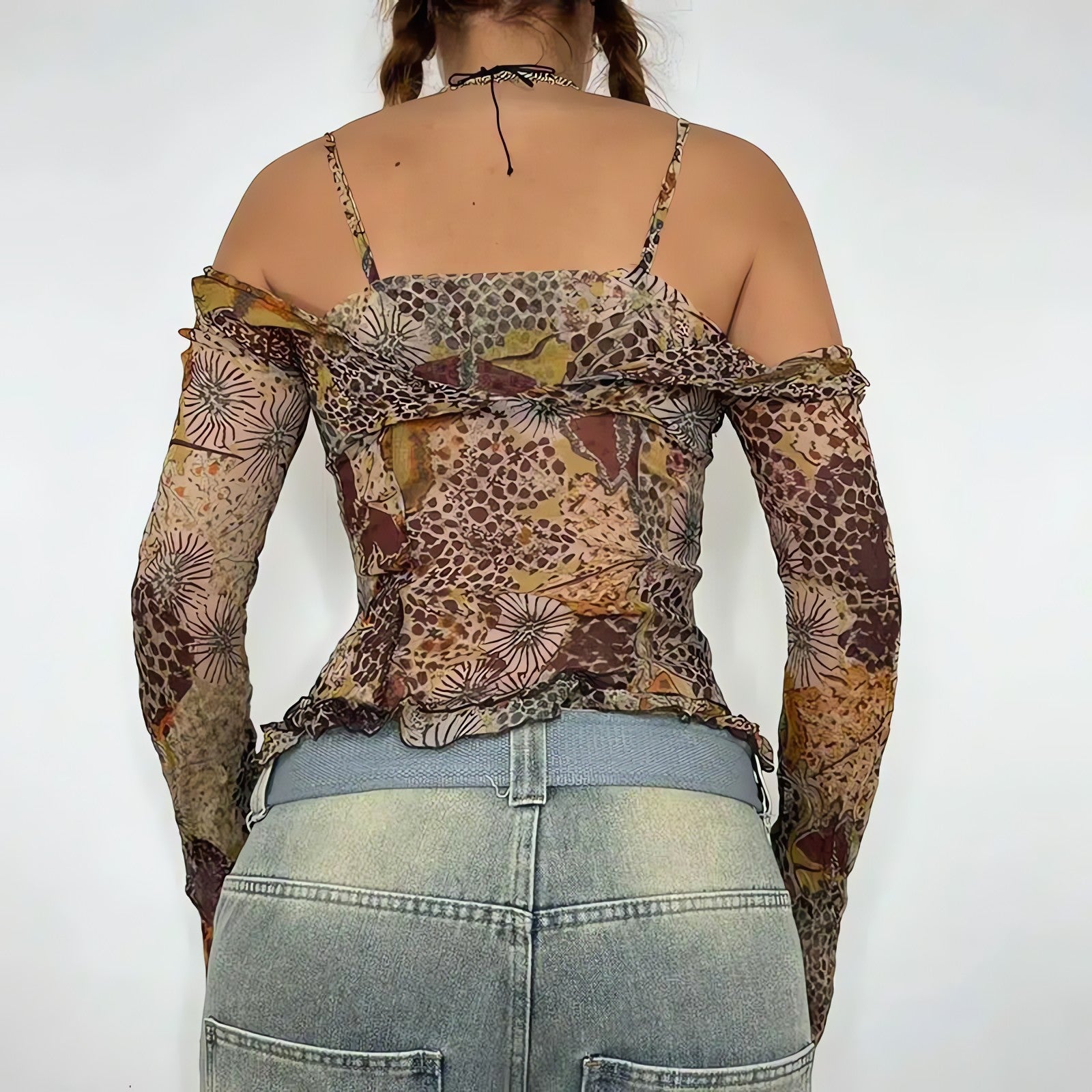 Fairycore Floral Mesh Top - KAYSMAR