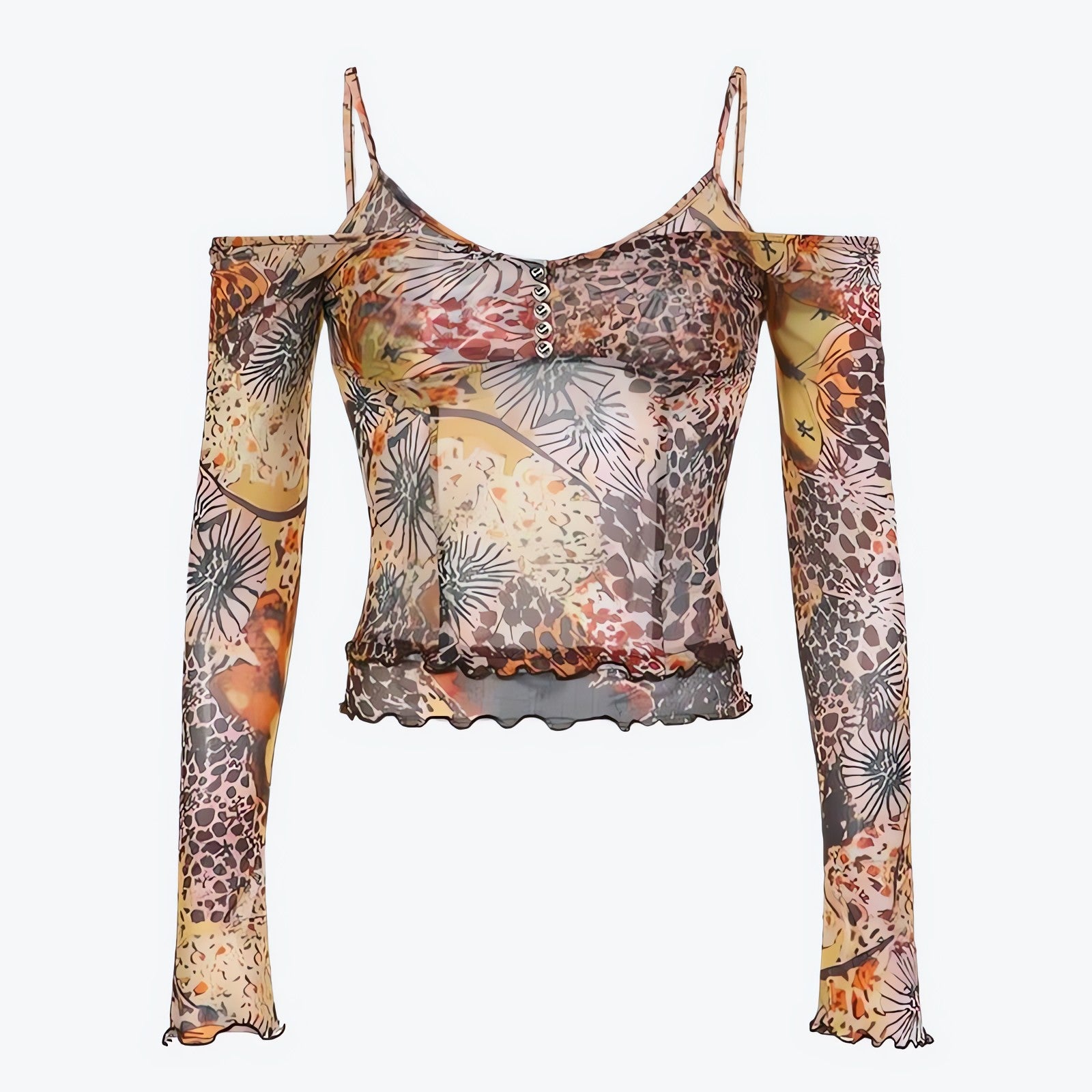Fairycore Floral Mesh Top - KAYSMAR
