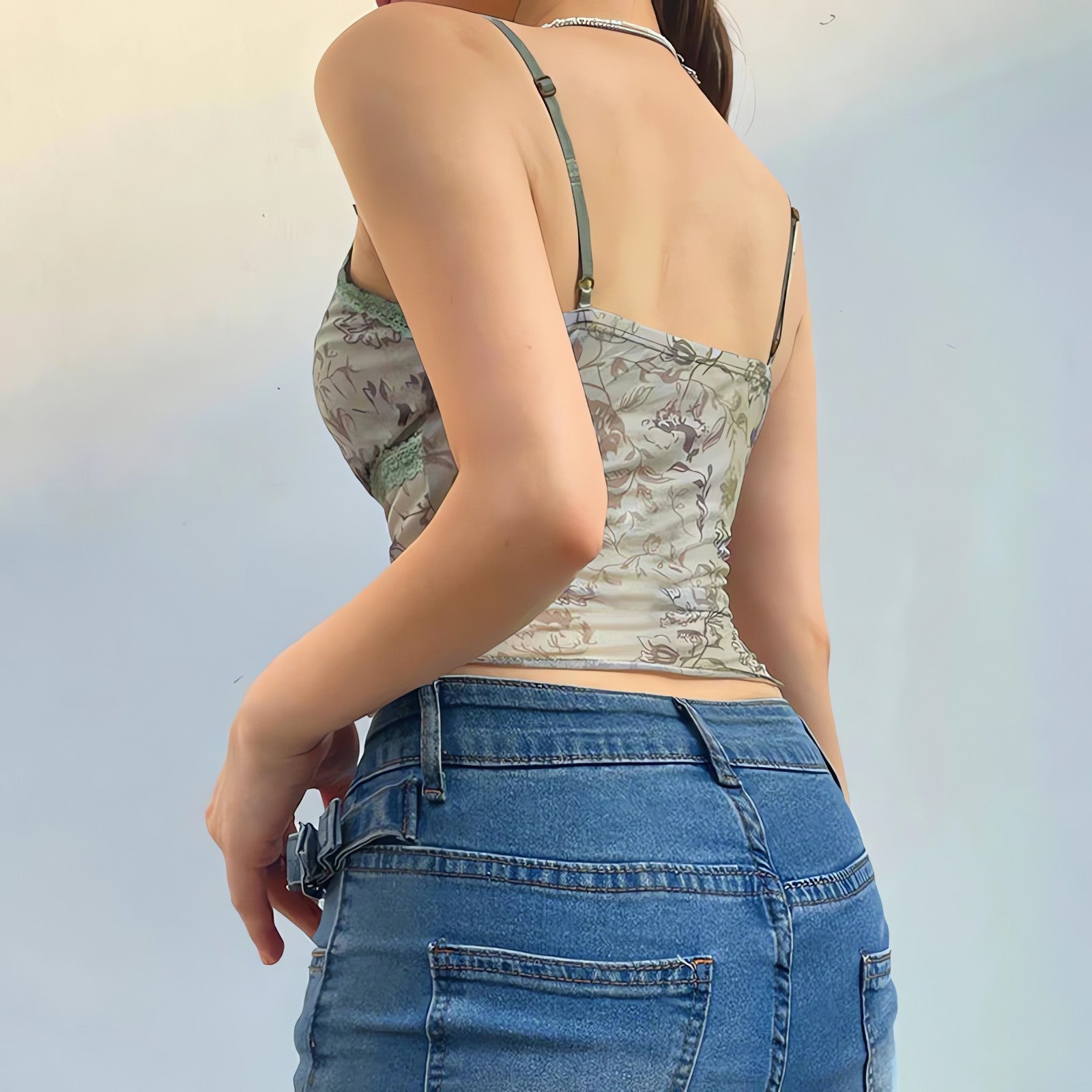 Fairycore Floral Sheer Mesh Top - KAYSMAR