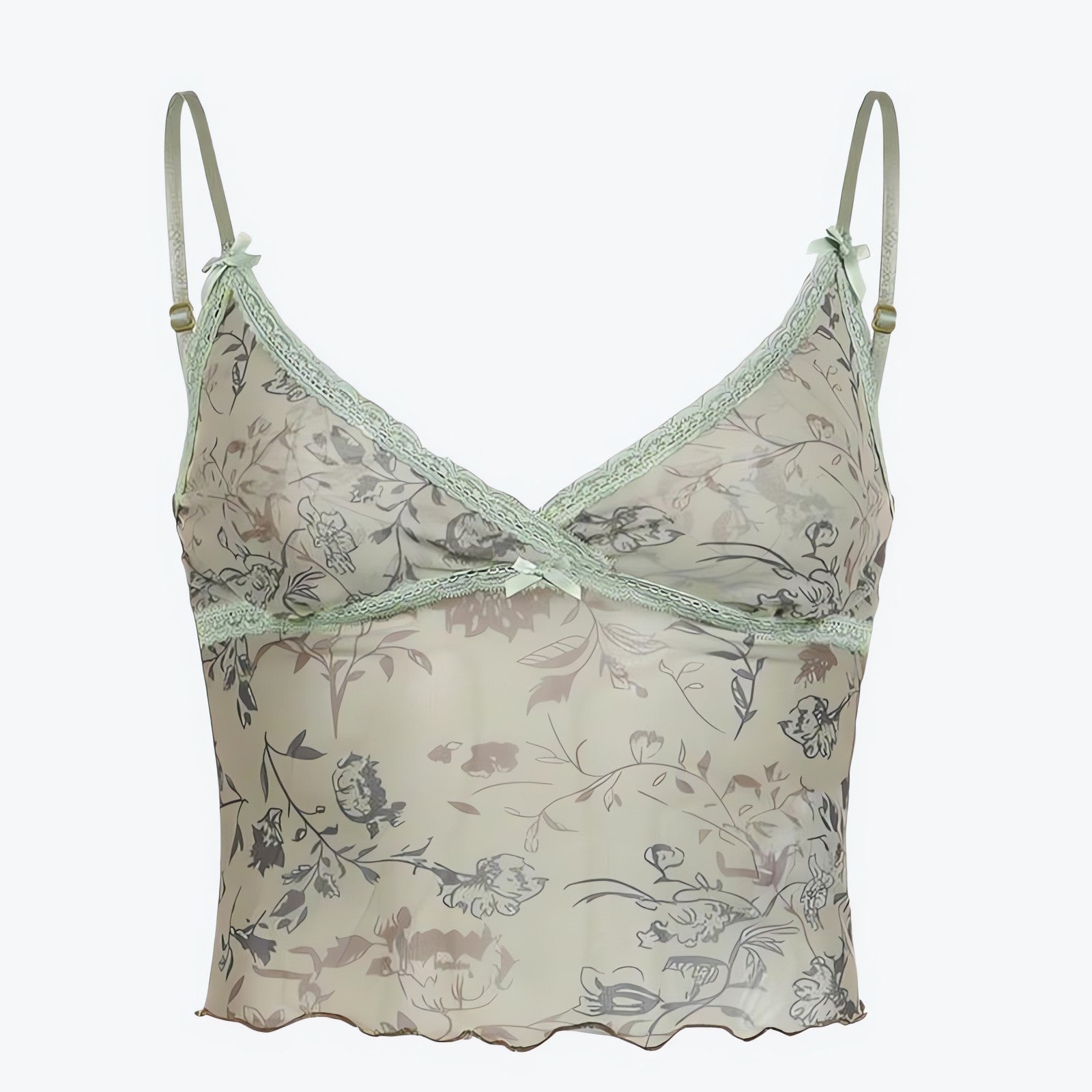 Fairycore Floral Sheer Mesh Top - KAYSMAR