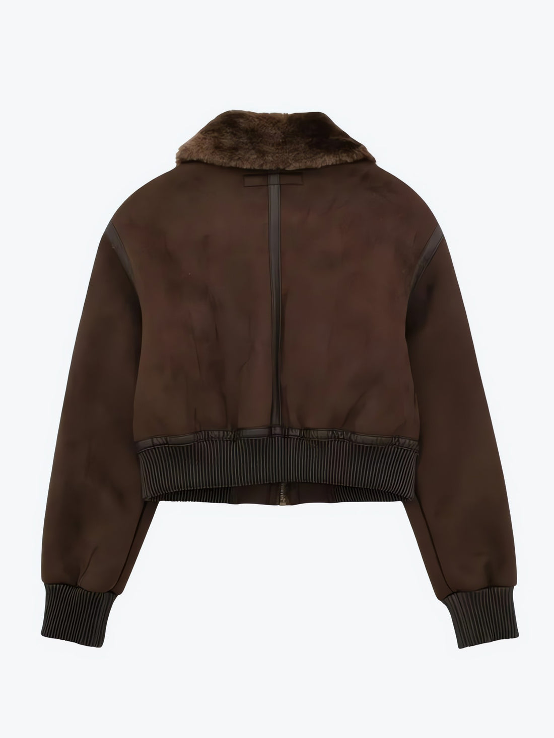 Faux Fur Collar Zip-Up Jacket - KAYSMAR