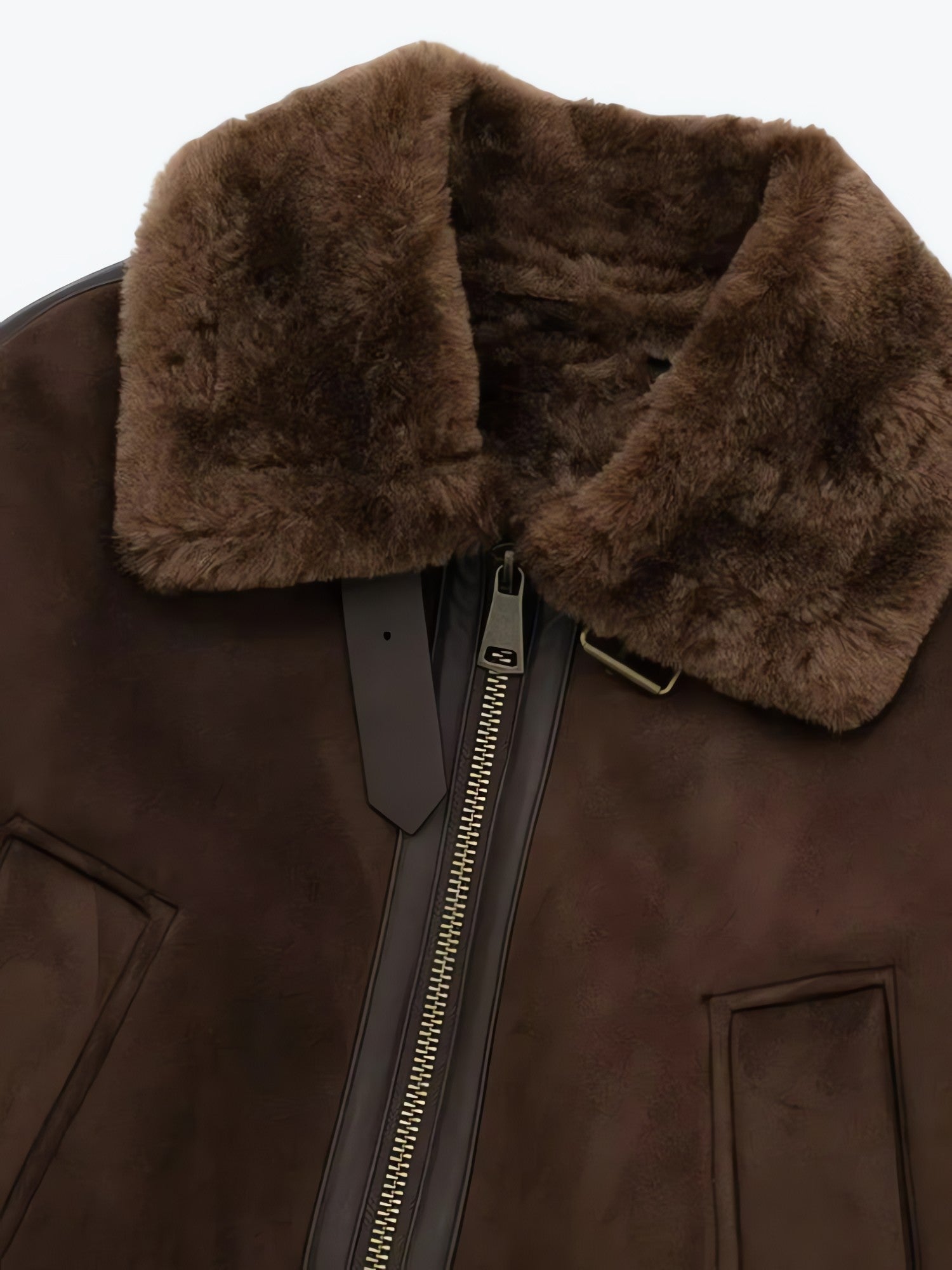 Faux Fur Collar Zip-Up Jacket - KAYSMAR