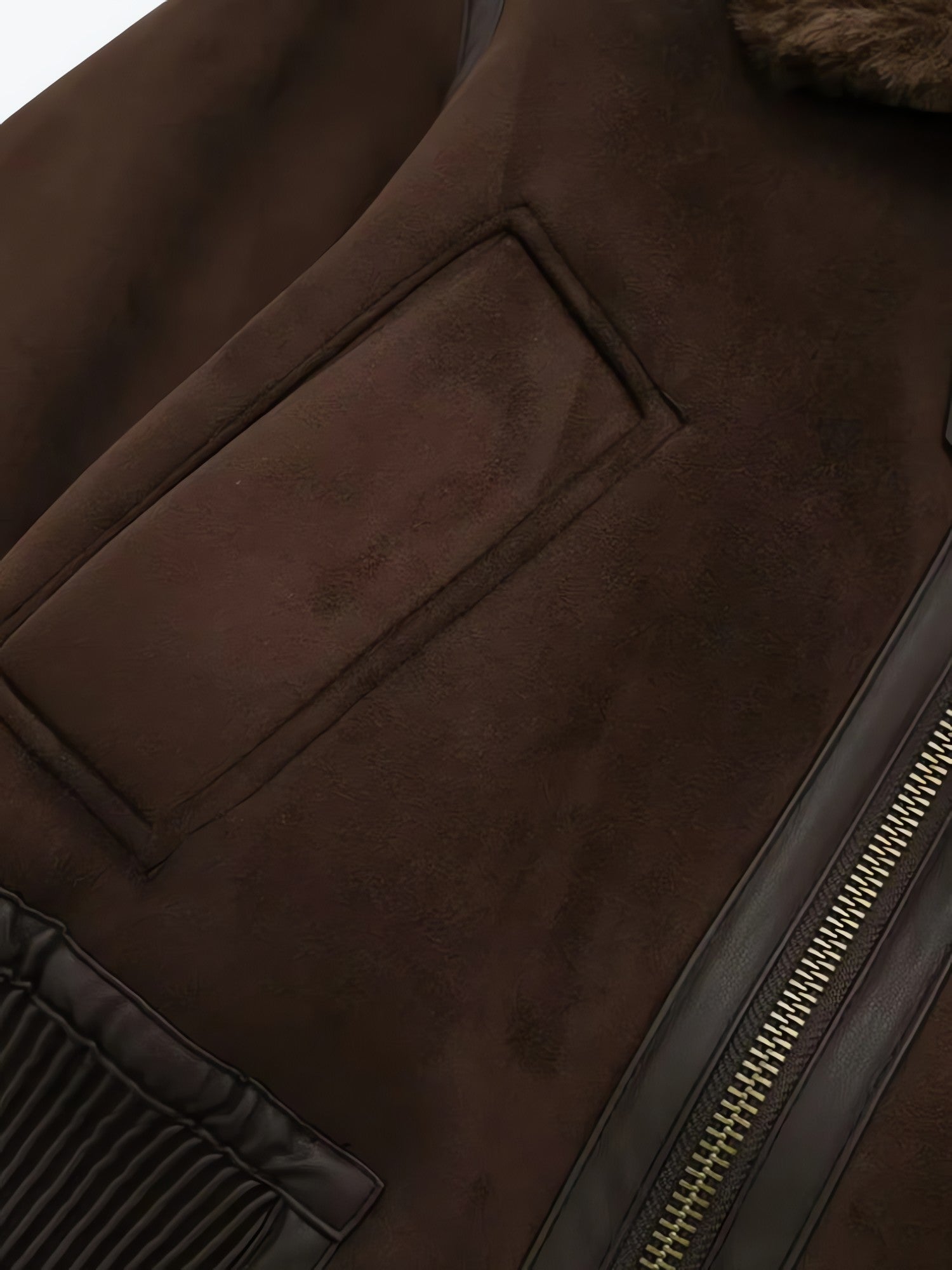 Faux Fur Collar Zip-Up Jacket - KAYSMAR