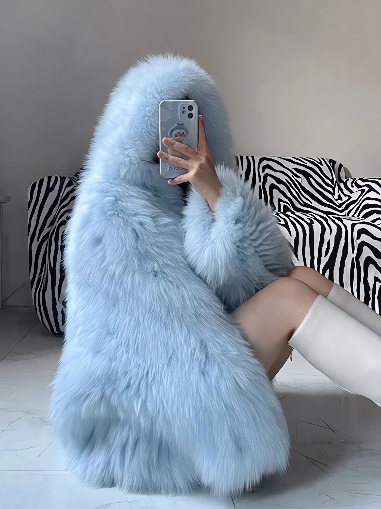 Faux Fur Hooded Jacket - KAYSMAR