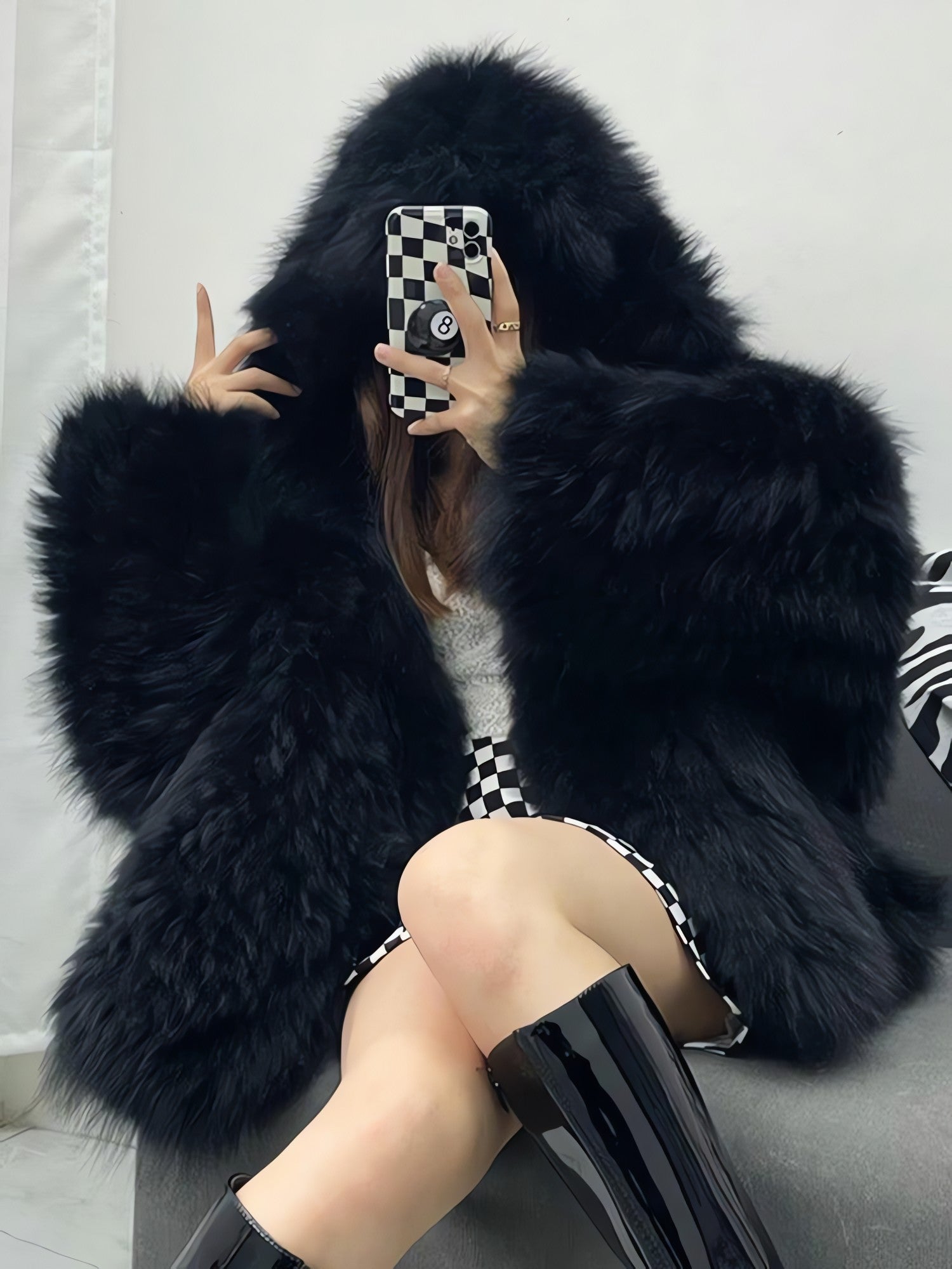 Faux Fur Hooded Jacket - KAYSMAR