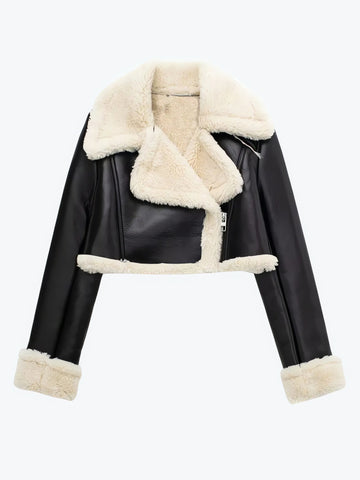 Faux Fur Lined Biker Jacket - KAYSMAR