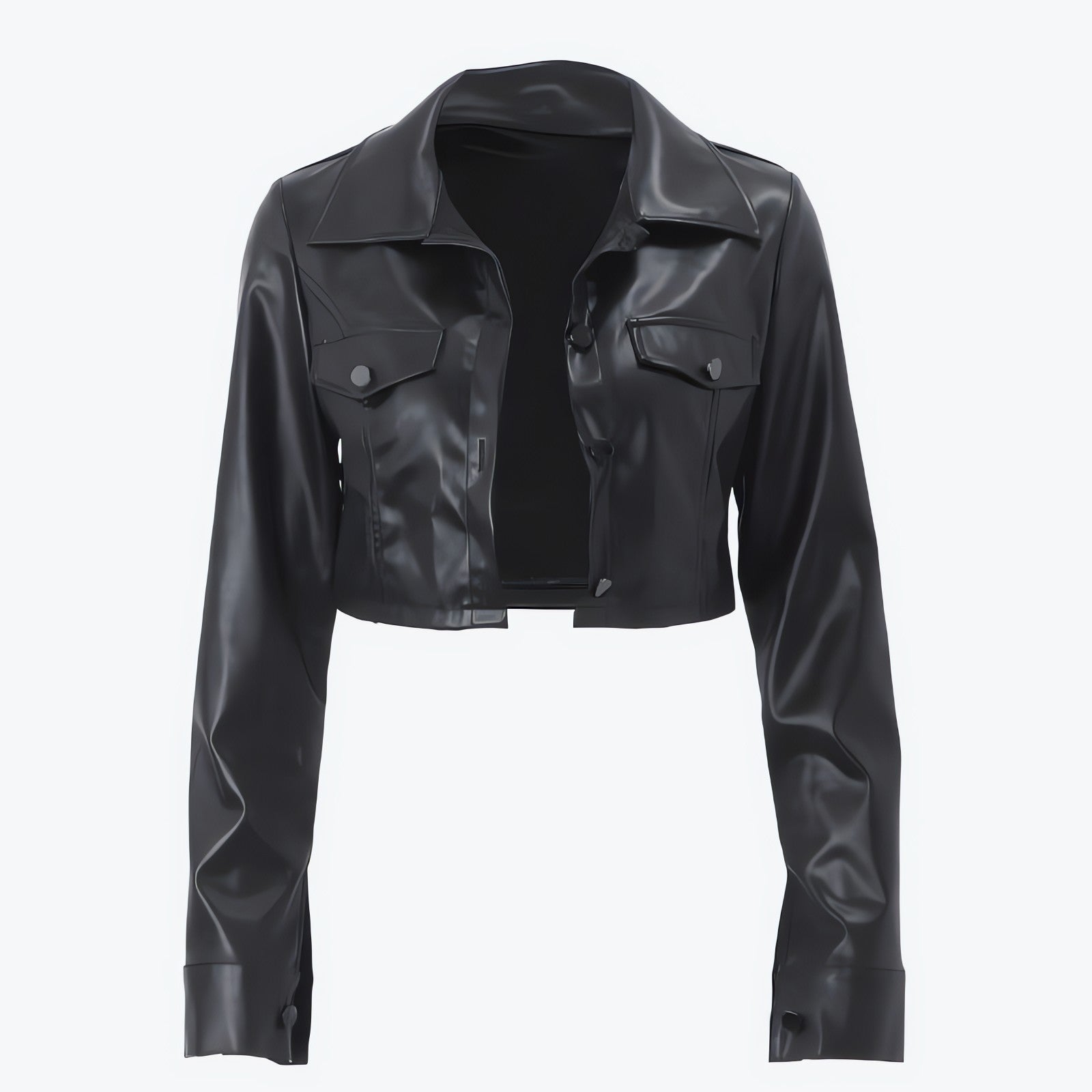 Faux Leather Cropped Jacket