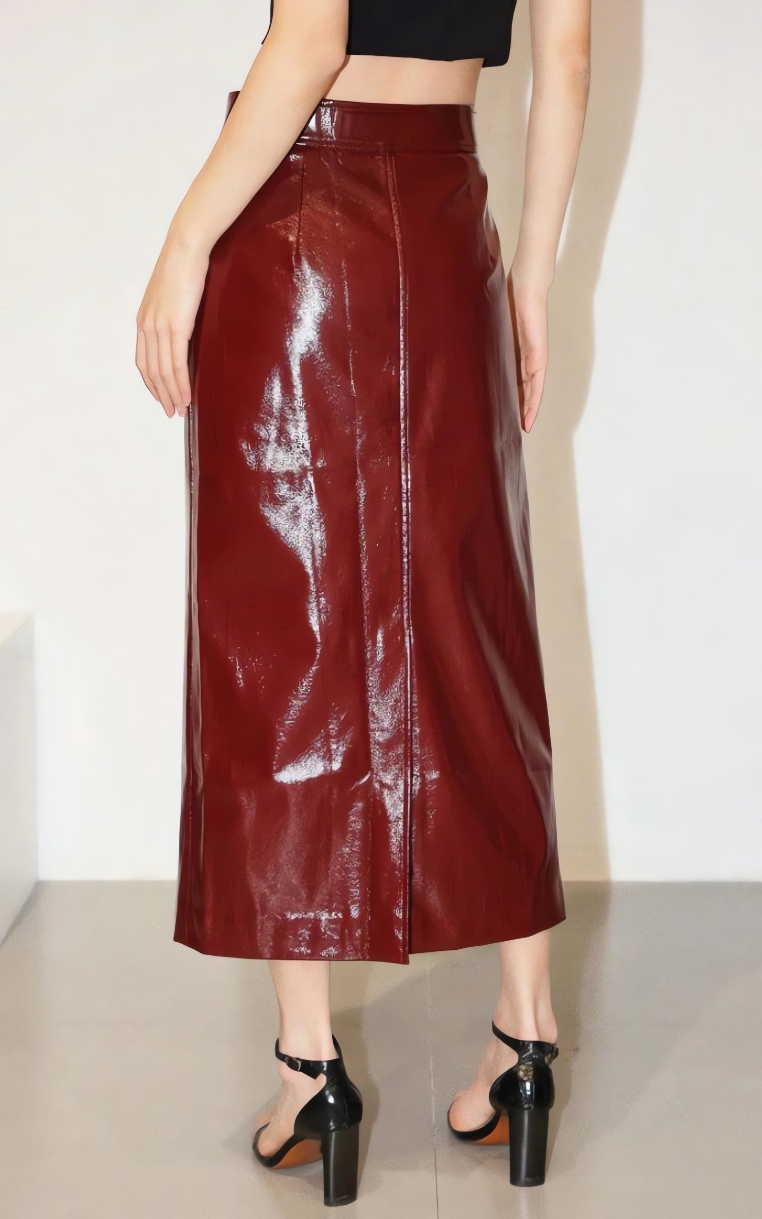 Faux Leather Midi Pencil Skirt