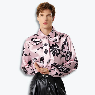 Floral Neck Tie Satin Top - KAYSMAR