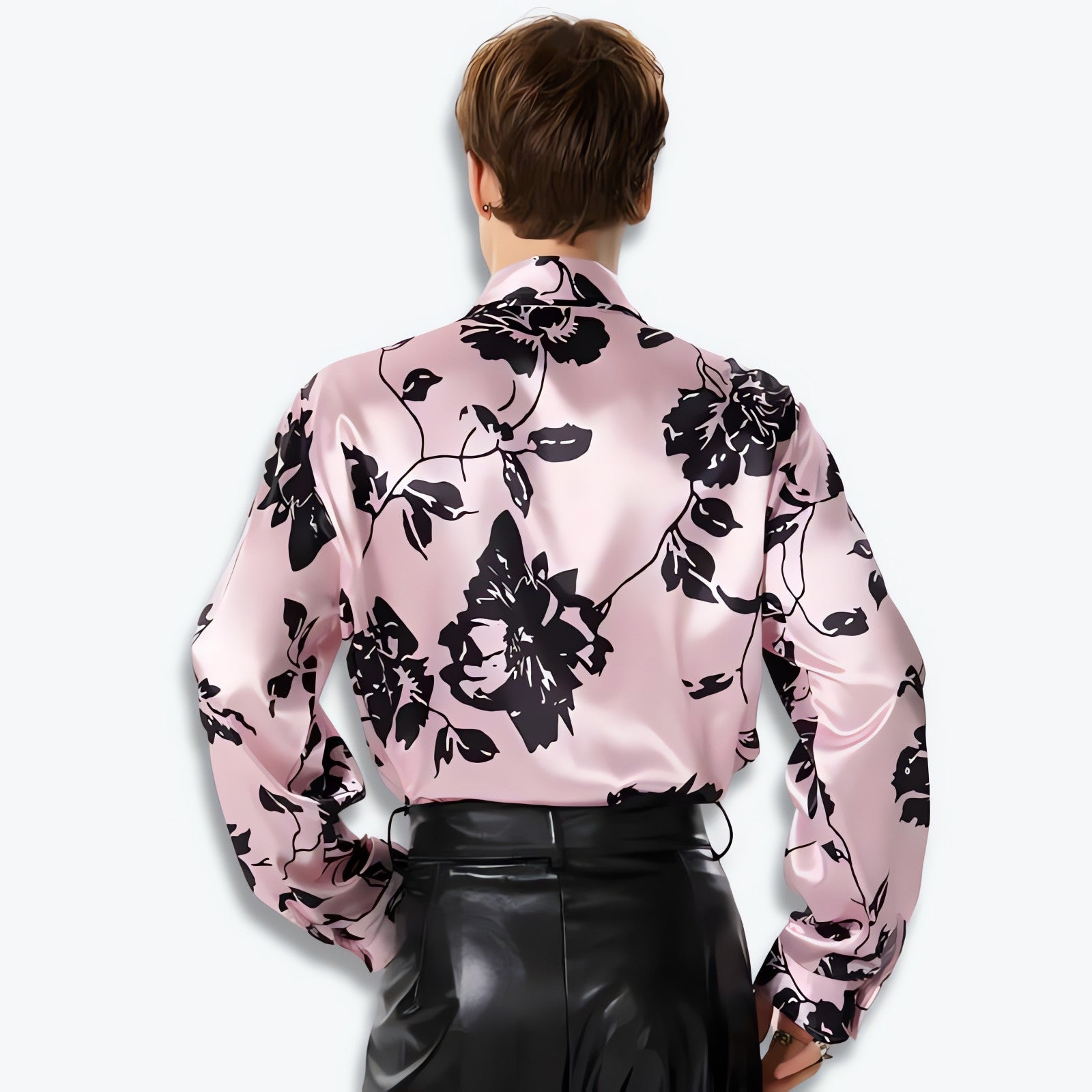 Floral Neck Tie Satin Top - KAYSMAR