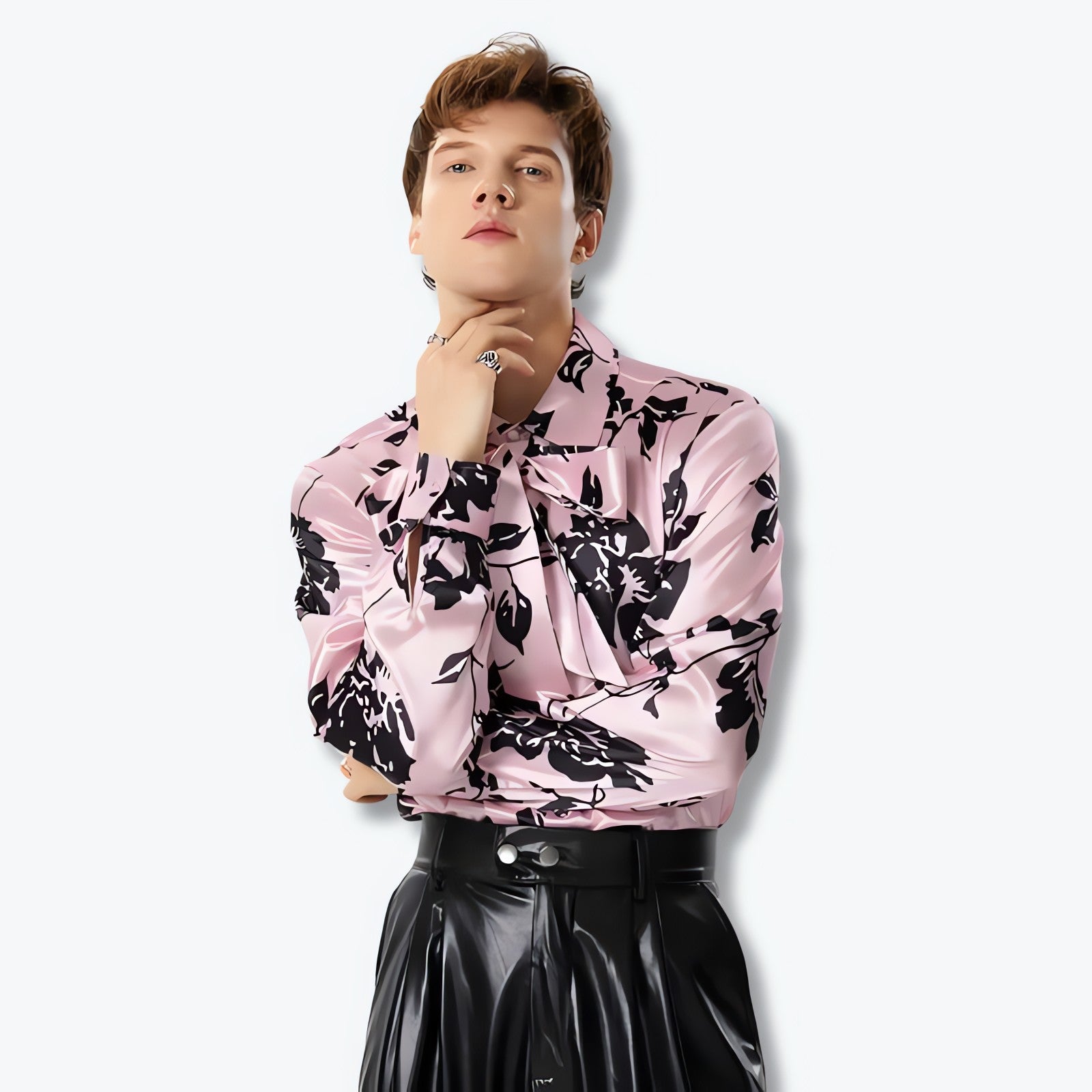 Floral Neck Tie Satin Top - KAYSMAR