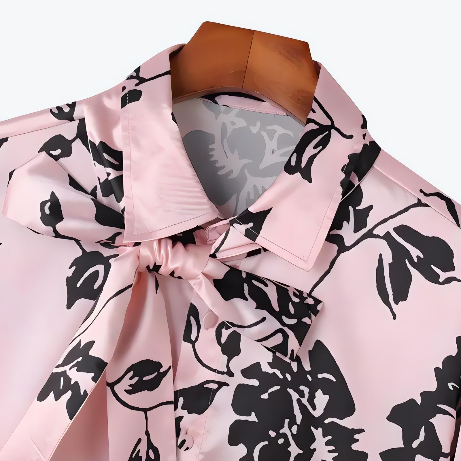 Floral Neck Tie Satin Top - KAYSMAR