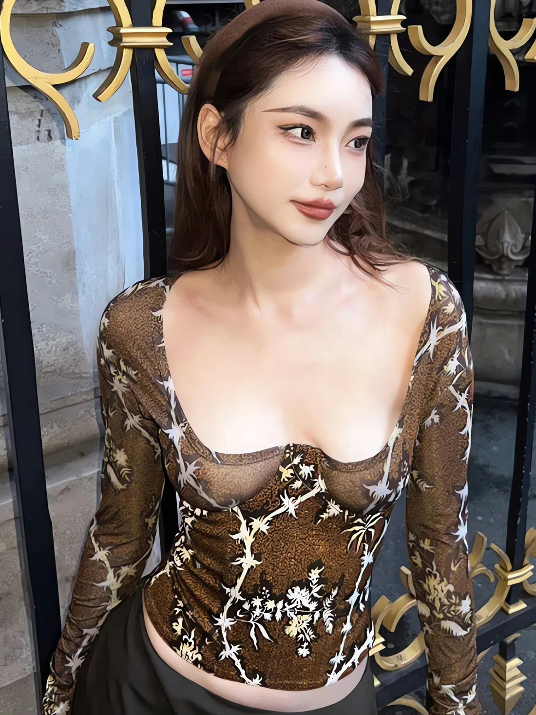 Floral Square Neck Corset Top - KAYSMAR