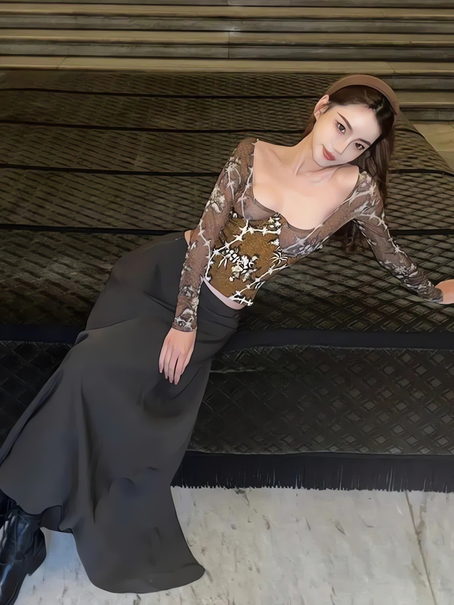 Floral Square Neck Corset Top - KAYSMAR