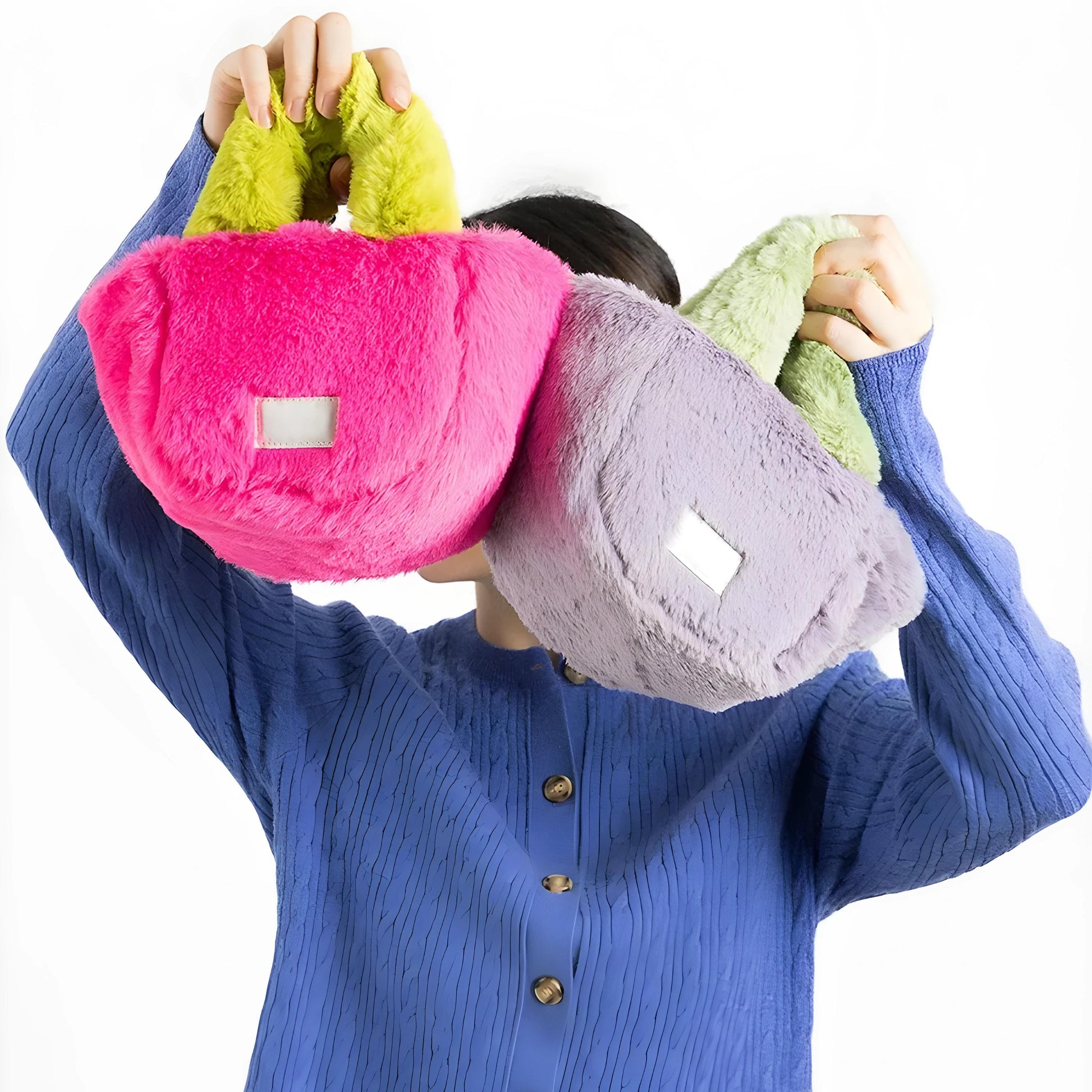 Fluffy Faux Fur Basket Handbag - KAYSMAR