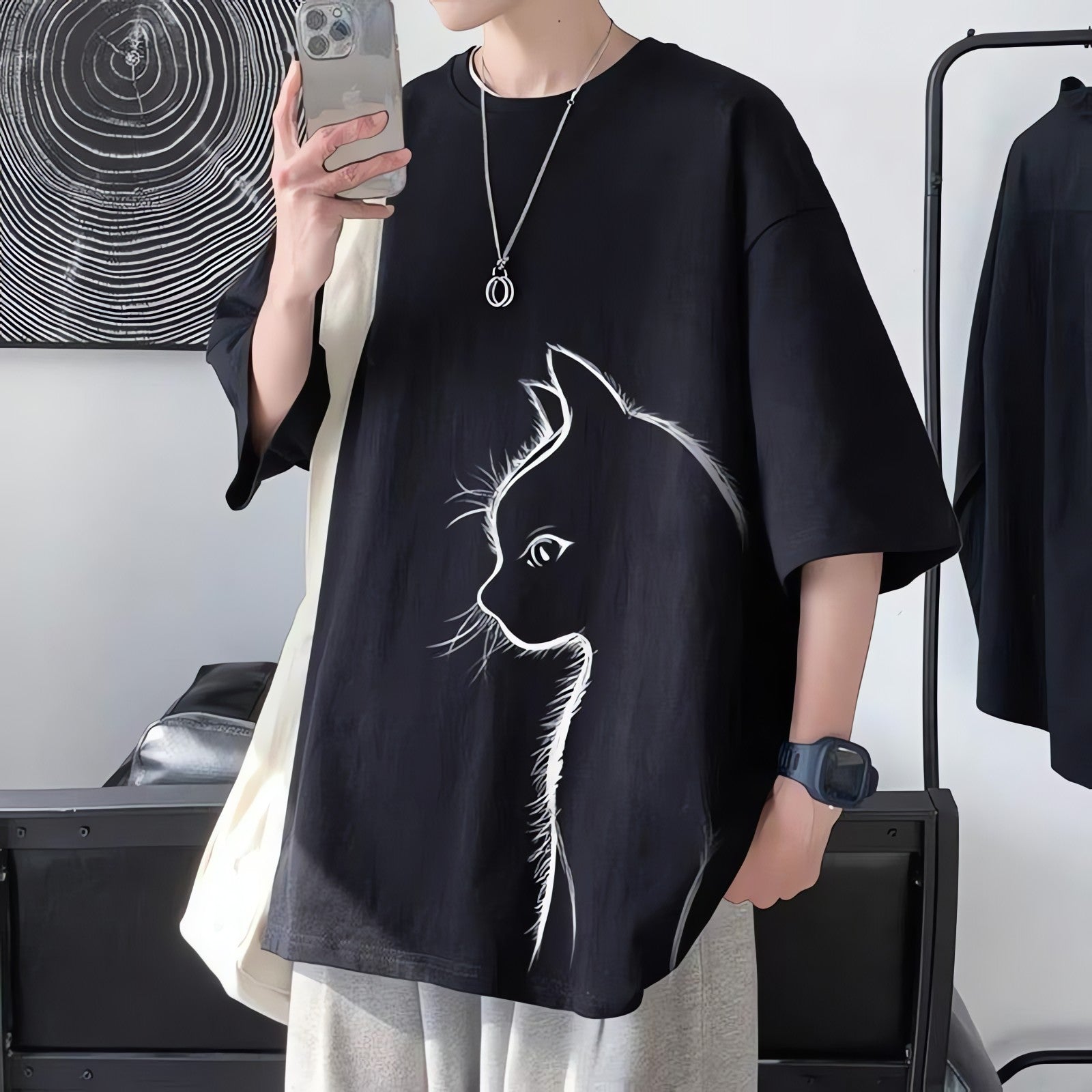 Front Printed Cat Tee - KAYSMAR