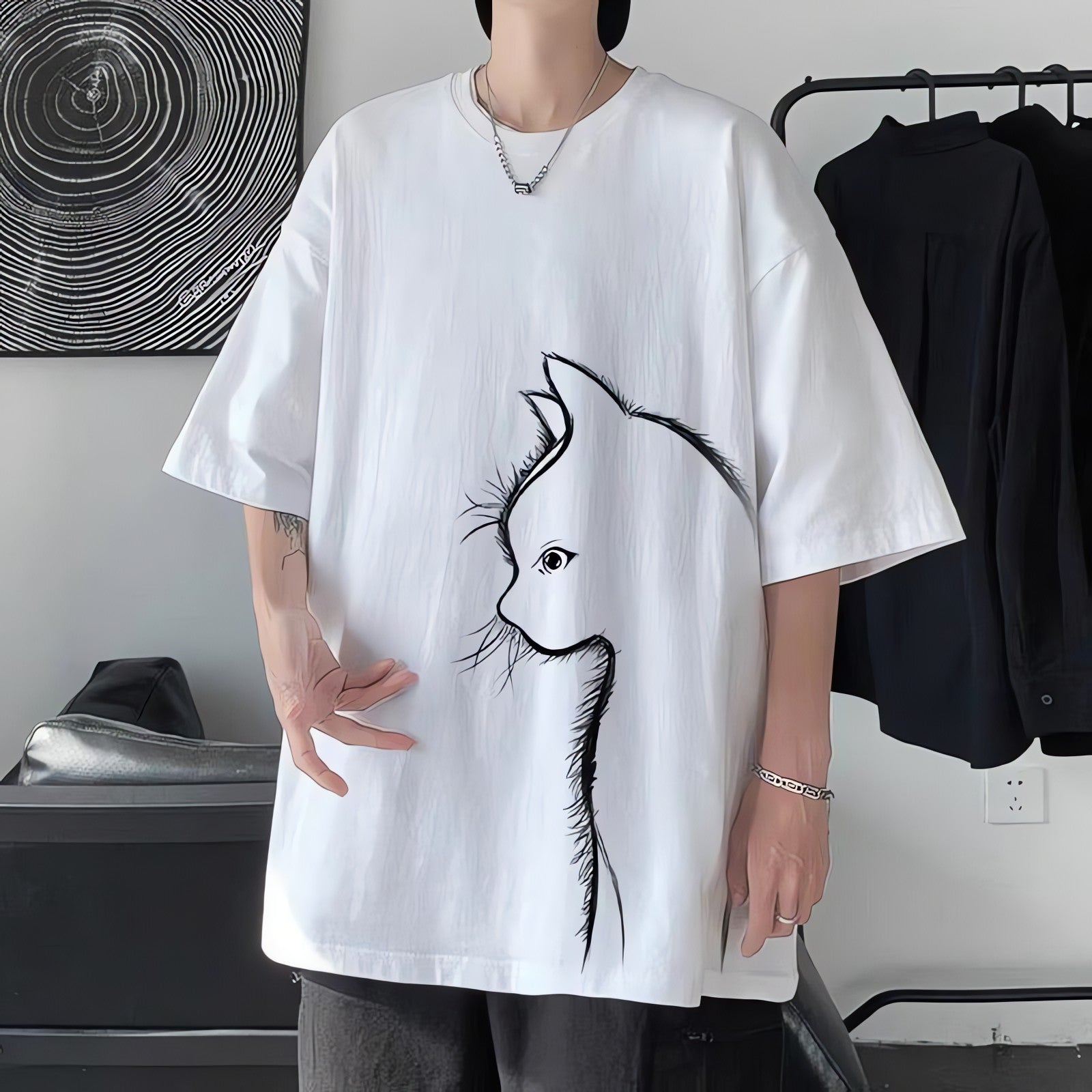 Front Printed Cat Tee - KAYSMAR